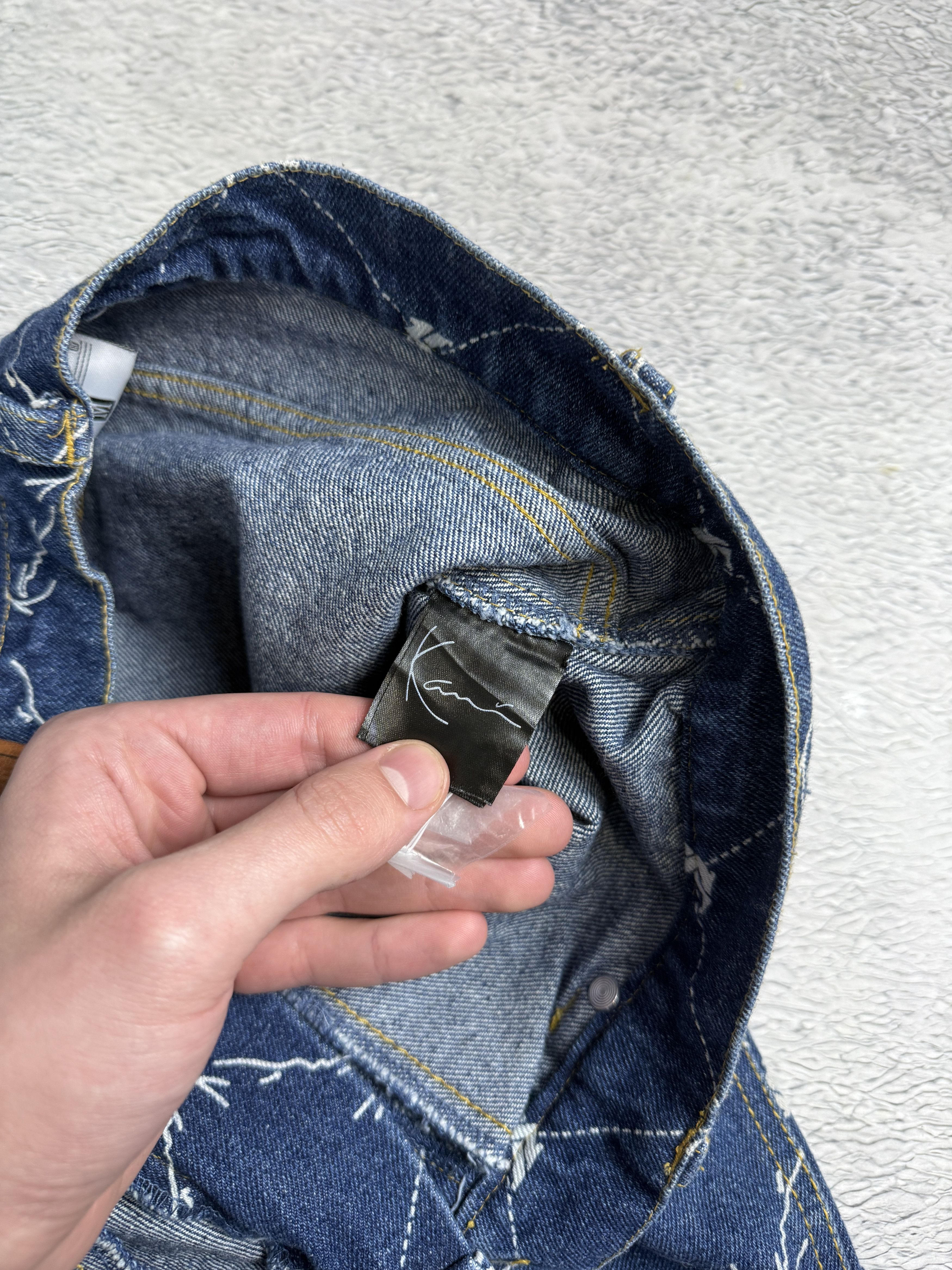JNCO × Karl Kani Karl Kani Carpenter Monogram Jeans Workwear AOP Baggy Size US 32 / EU 48 - 12 Thumbnail