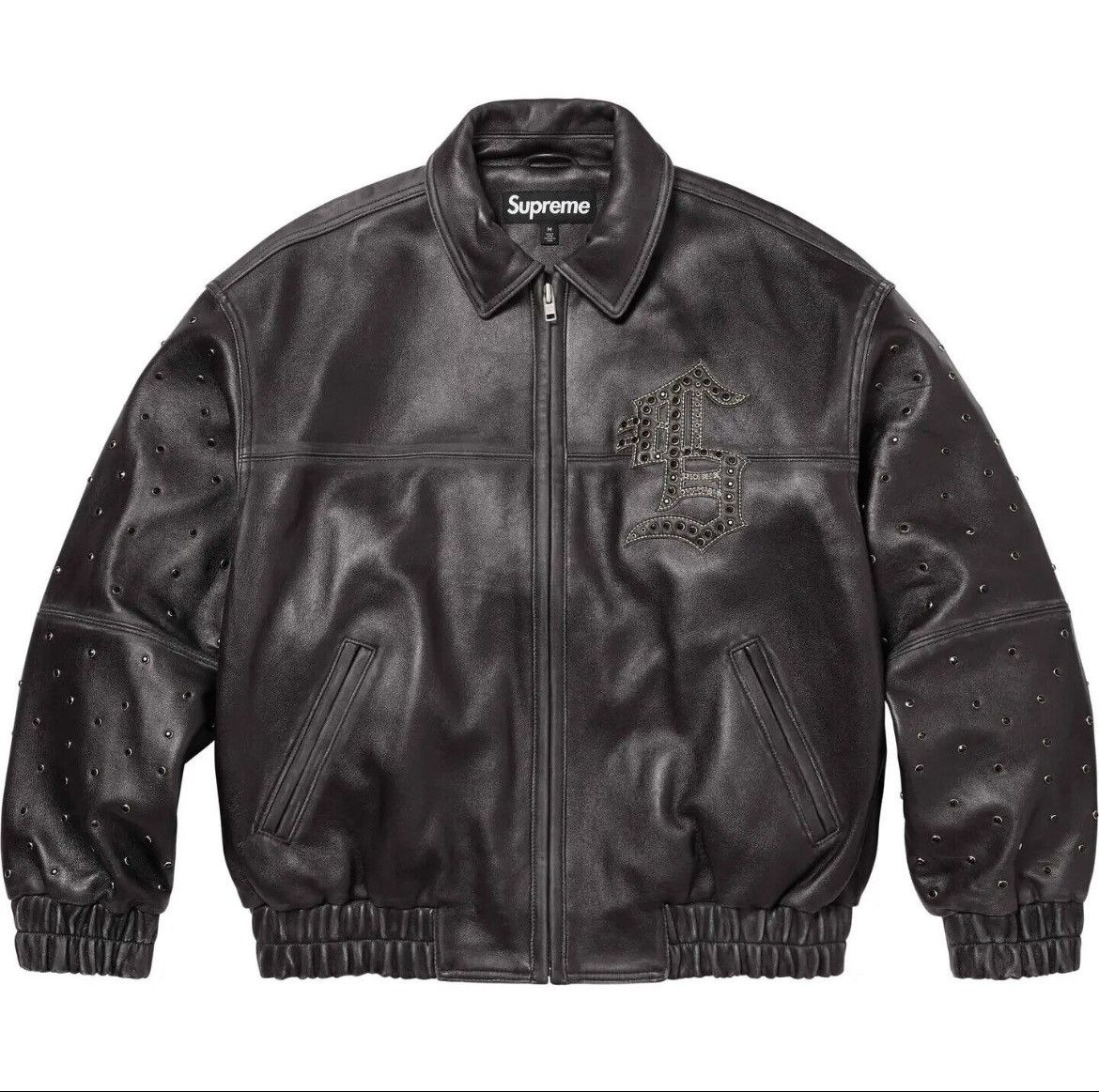 Supreme Supreme Gem Studded Leather Jacket Black | Grailed
