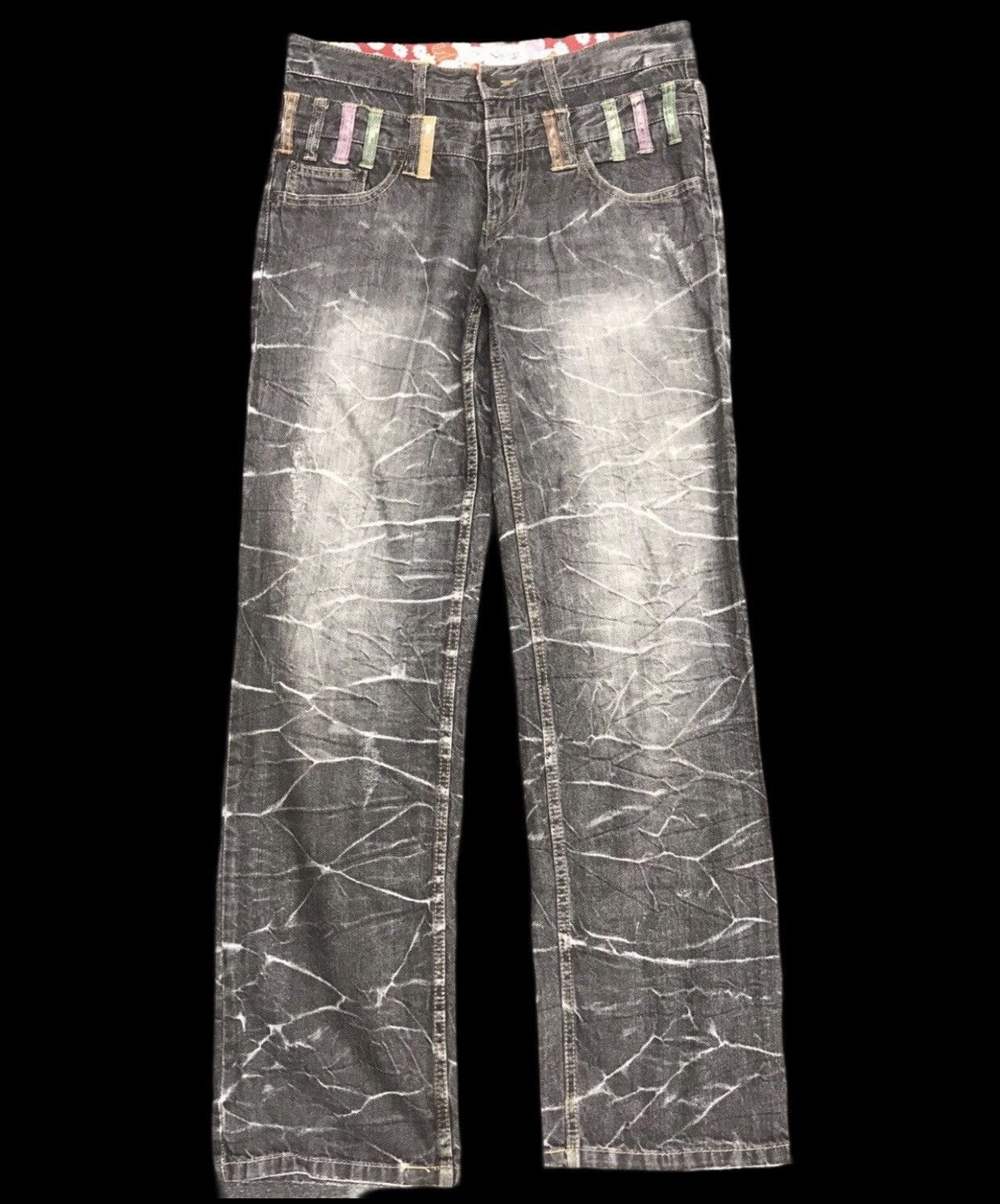 Japanese Brand Double Waist🔥Nylaus Thunderous Fades Distressed Jeans Size US 32 / EU 48 - 1 Thumbnail