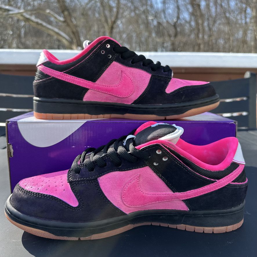 Nike Sb Dunk Custom Night Blossom Suede - Black/Pink Size 10