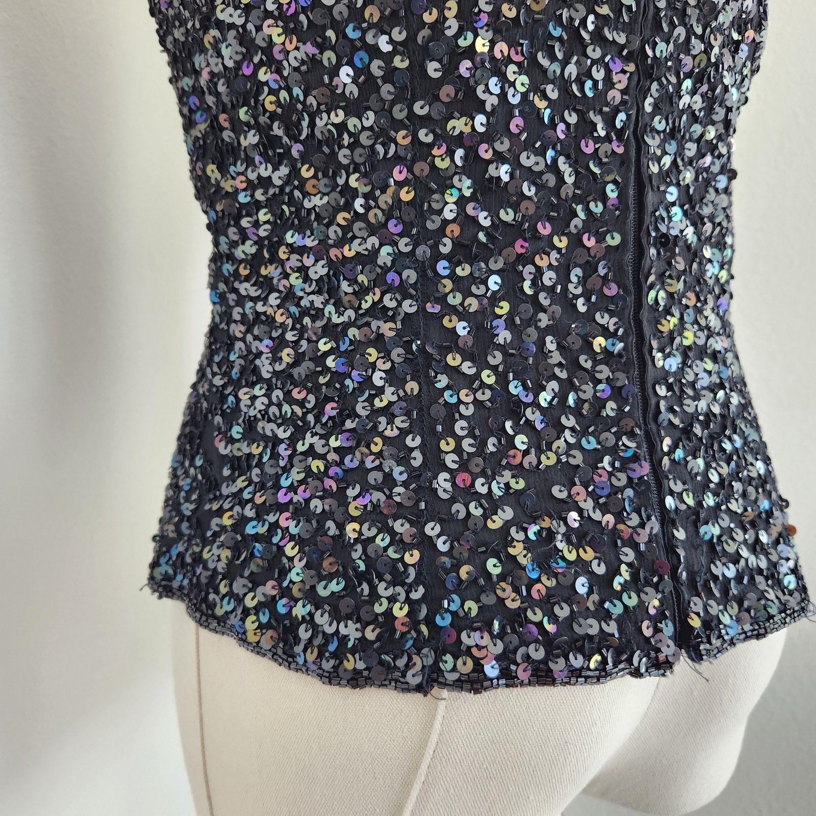 Vintage Vintage Black Iridescant Sequin Silk Embroidered Blouse S Size S / US 4 / IT 40 - 11 Thumbnail