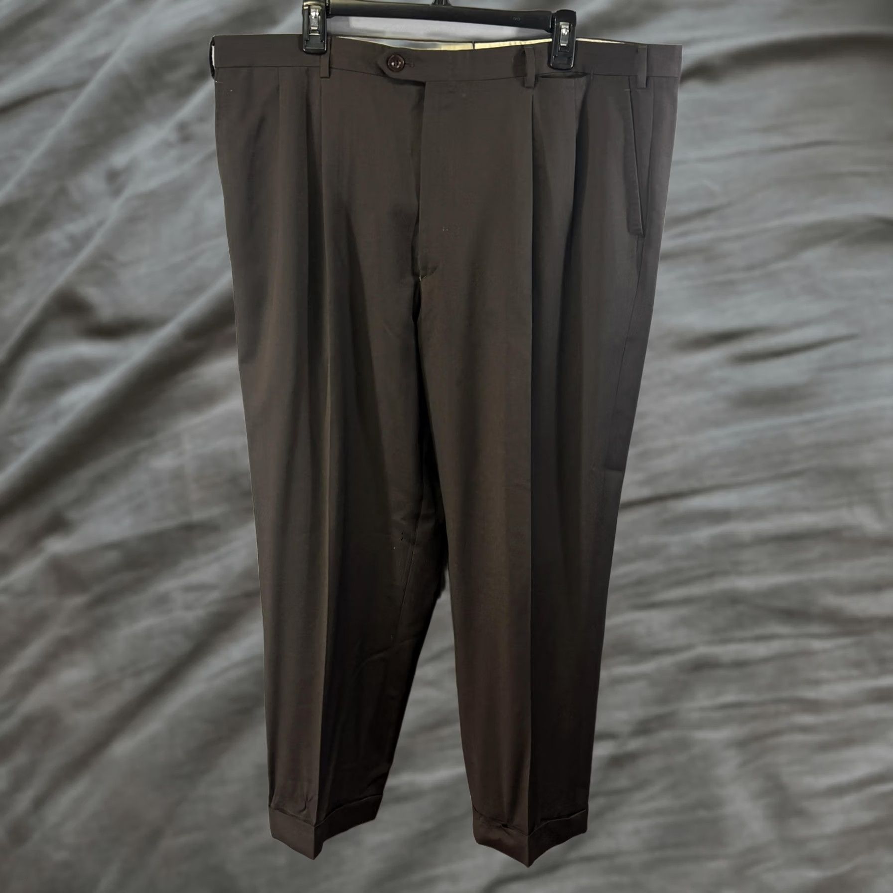 Brioni VINTAGE Brioni Pants Mens 42R Brown Pleated Wool Dress Trousers Cannes Italy Formal Size US 42 / EU 58 - 1 Thumbnail