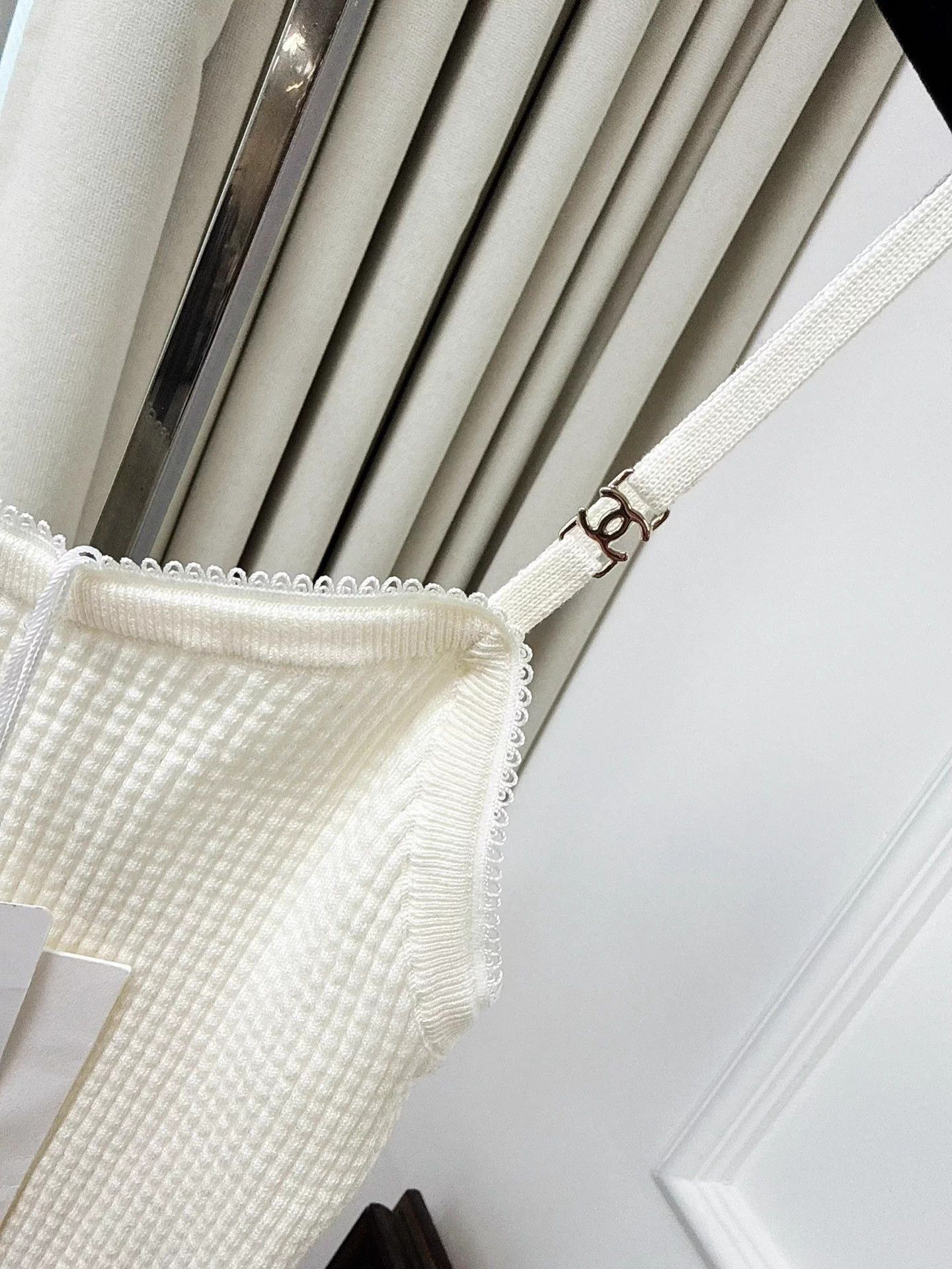 Chanel Chanel 24A White Waffle Bow Drawstring Cami 36 Size XS / US 0-2 / IT 36-38 - 3 Thumbnail