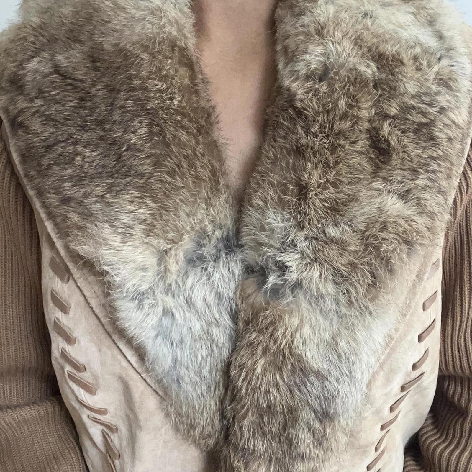 Other Beautiful genuine leather suede knit coat REAL FUR Size S / US 4 / IT 40 - 6 Thumbnail