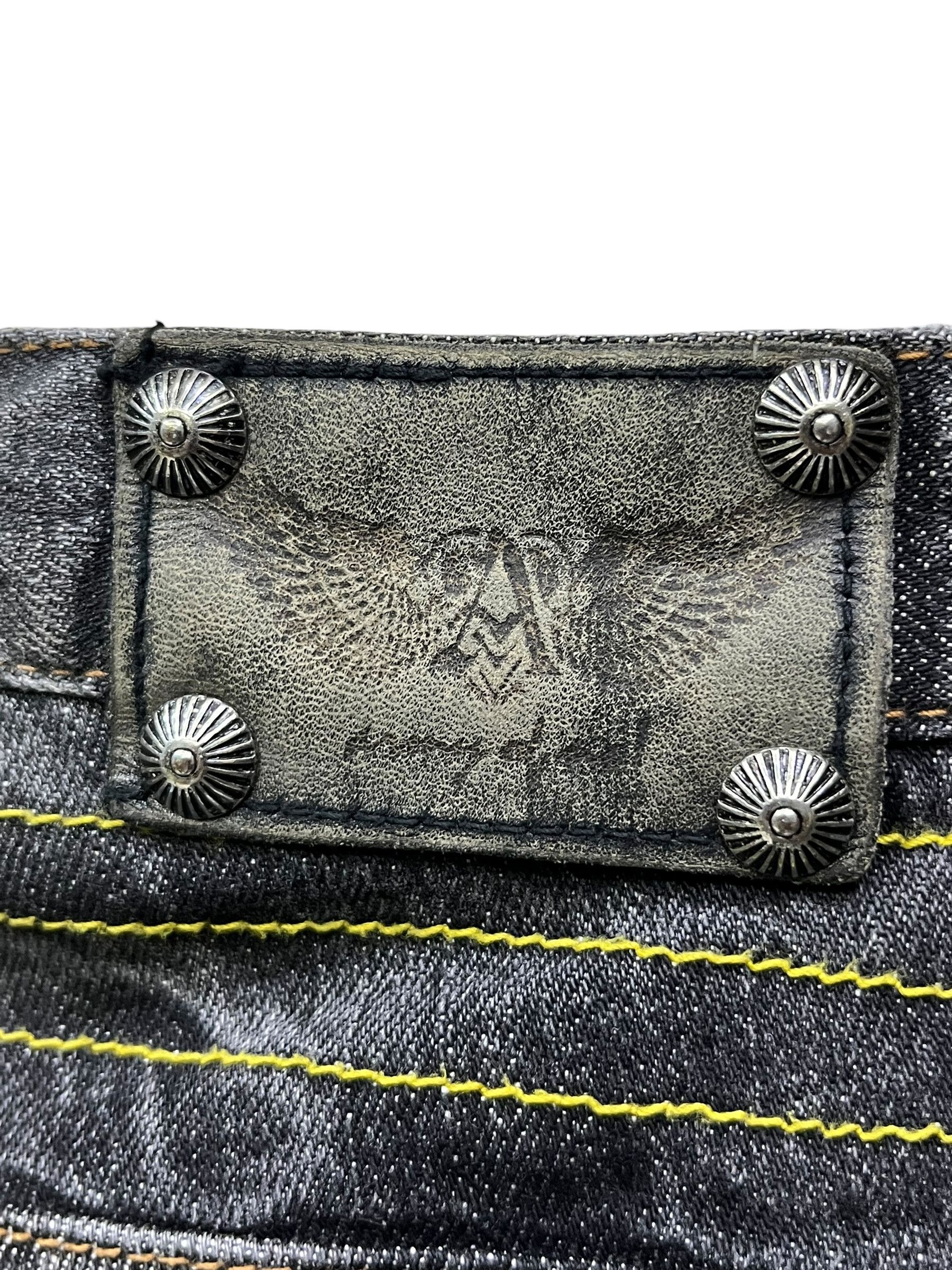 Seditionaries Vintage Army Of No! Punk Heavy Whiskers Flare Black Denim Size US 31 - 7 Thumbnail