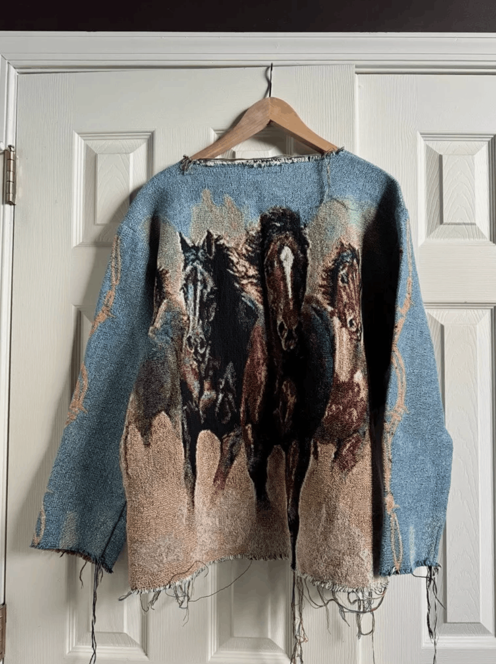 Other Custom Mustang Horses Western Tapestry Sweater One Size Size US L / EU 52-54 / 3 - 2 Thumbnail