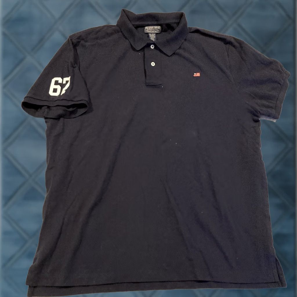 Vintage VINTAGE Polo Jeans Company Polo Golf Shirt Mens XXL Navy Short Sleeve Embroidered Flag 100% Cotton Size US XXL / EU 58 / 5 - 1 Thumbnail