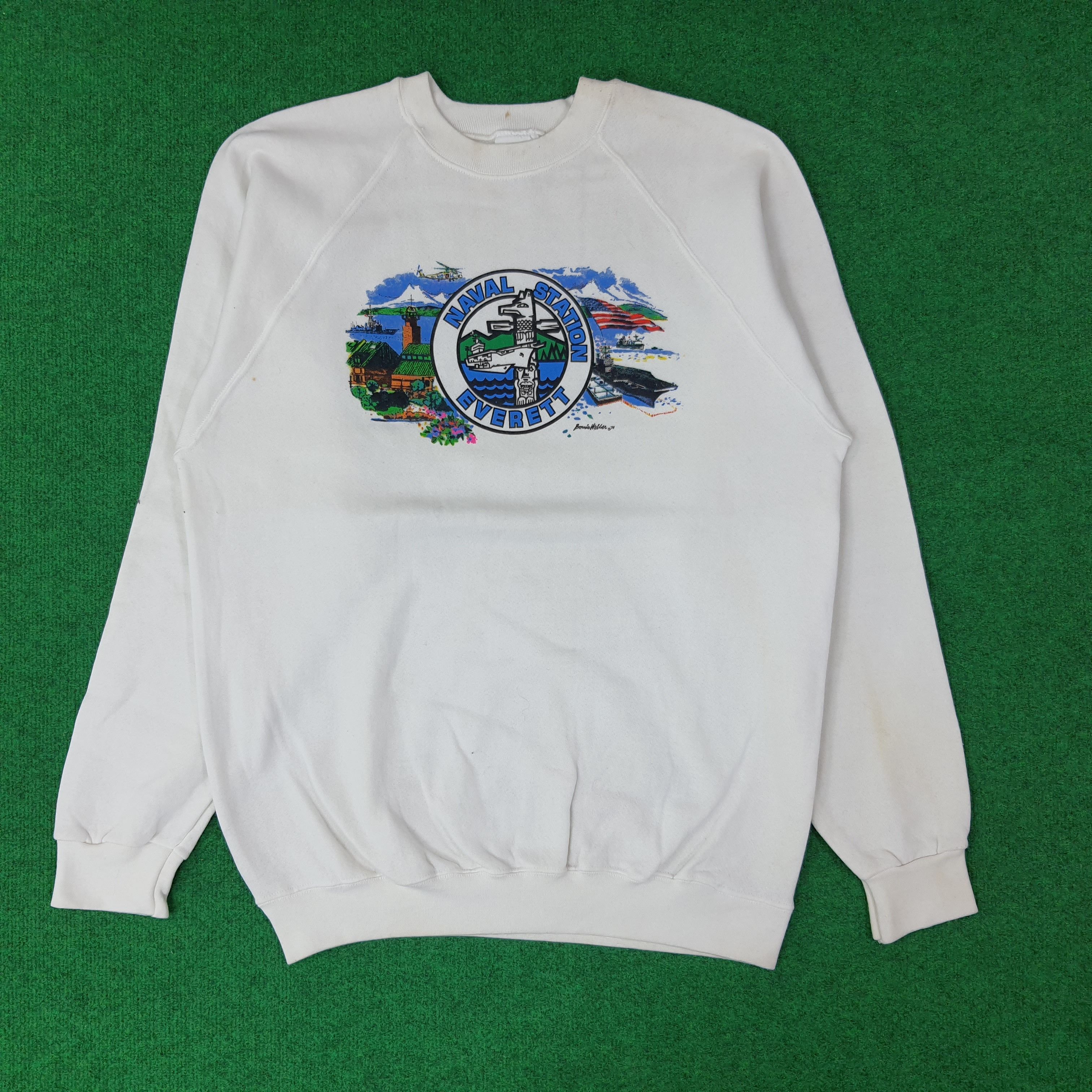 Vintage Vintage NAVAL Station Everett Streetwear Sweatshirt C227N19 Size US M / EU 48-50 / 2 - 1 Thumbnail