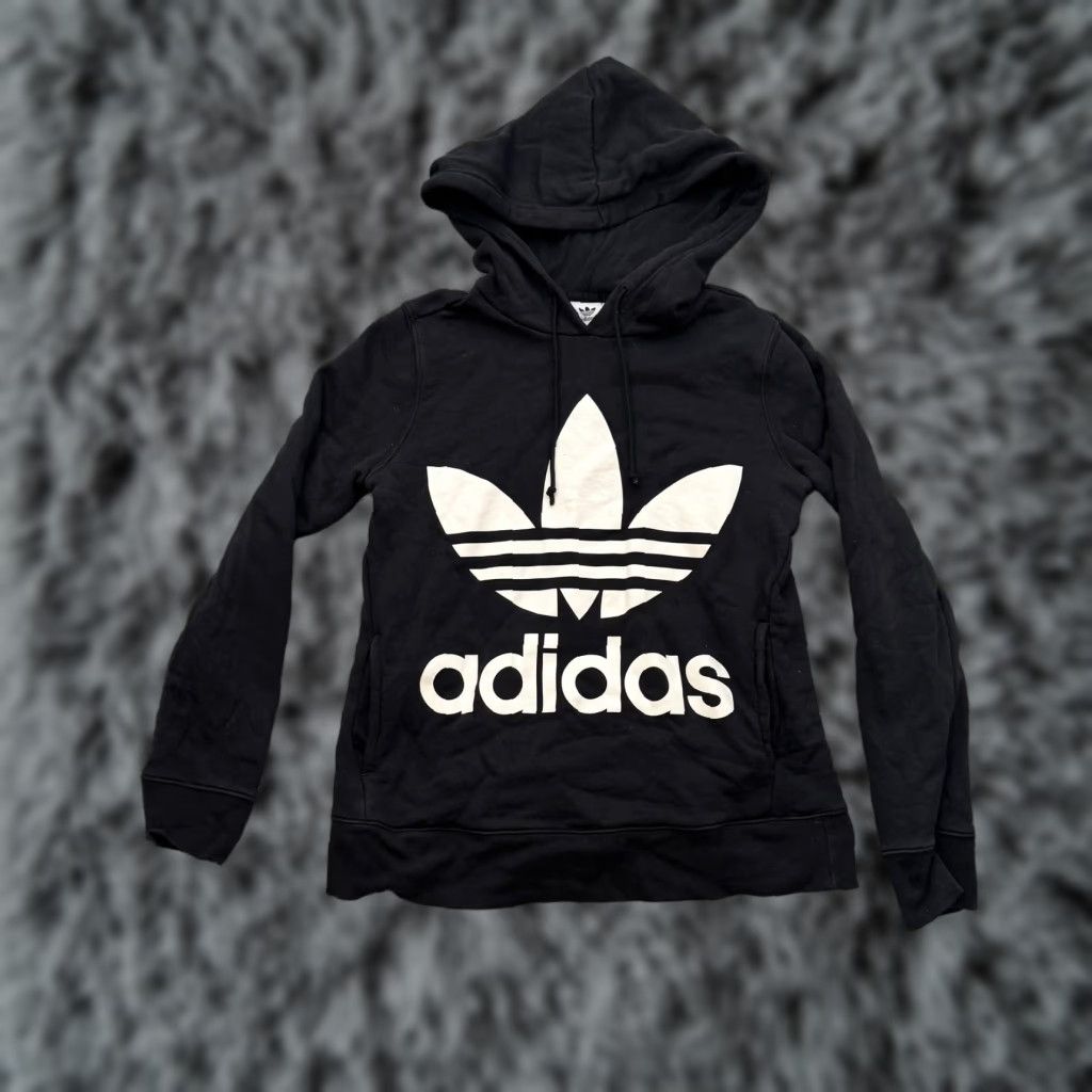 Adidas Adidas Hoodie Womens XS Black Trefoil Pullover Sweatshirt Spell Out Logo CE2408 Size XS / US 0-2 / IT 36-38 - 1 Thumbnail