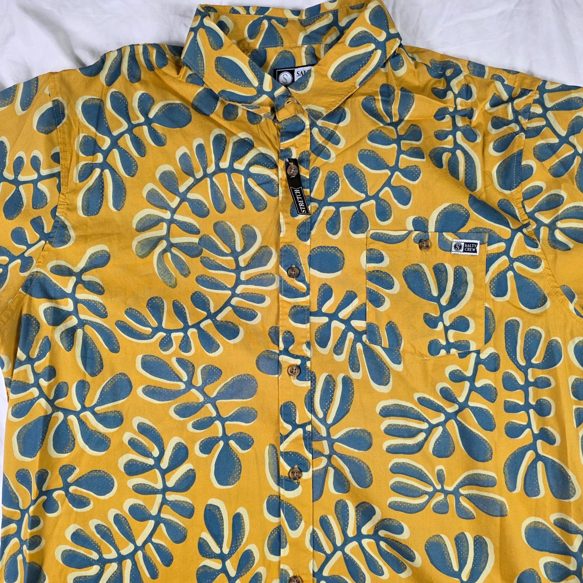 Other Salty Crew Mens XL Yellow Blue Short Sleeve Button Up Shirt Size US XL / EU 56 / 4 - 3 Thumbnail