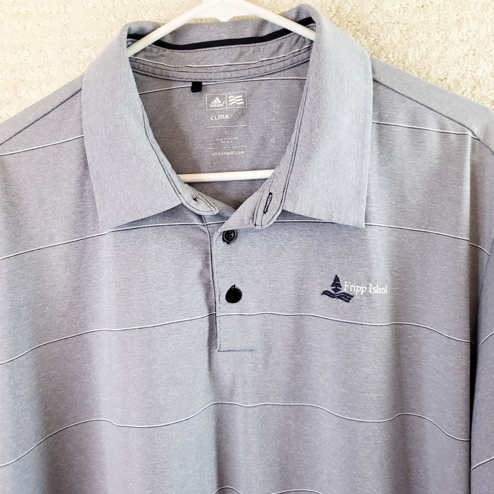 Adidas Adidas Climalite Golf Polo Shirt Mens XL Gray Striped Short Sleeve Collared QB Quick Dry Breathable Moisture Wicking Performance Polo Size US XL / EU 56 / 4 - 3 Thumbnail