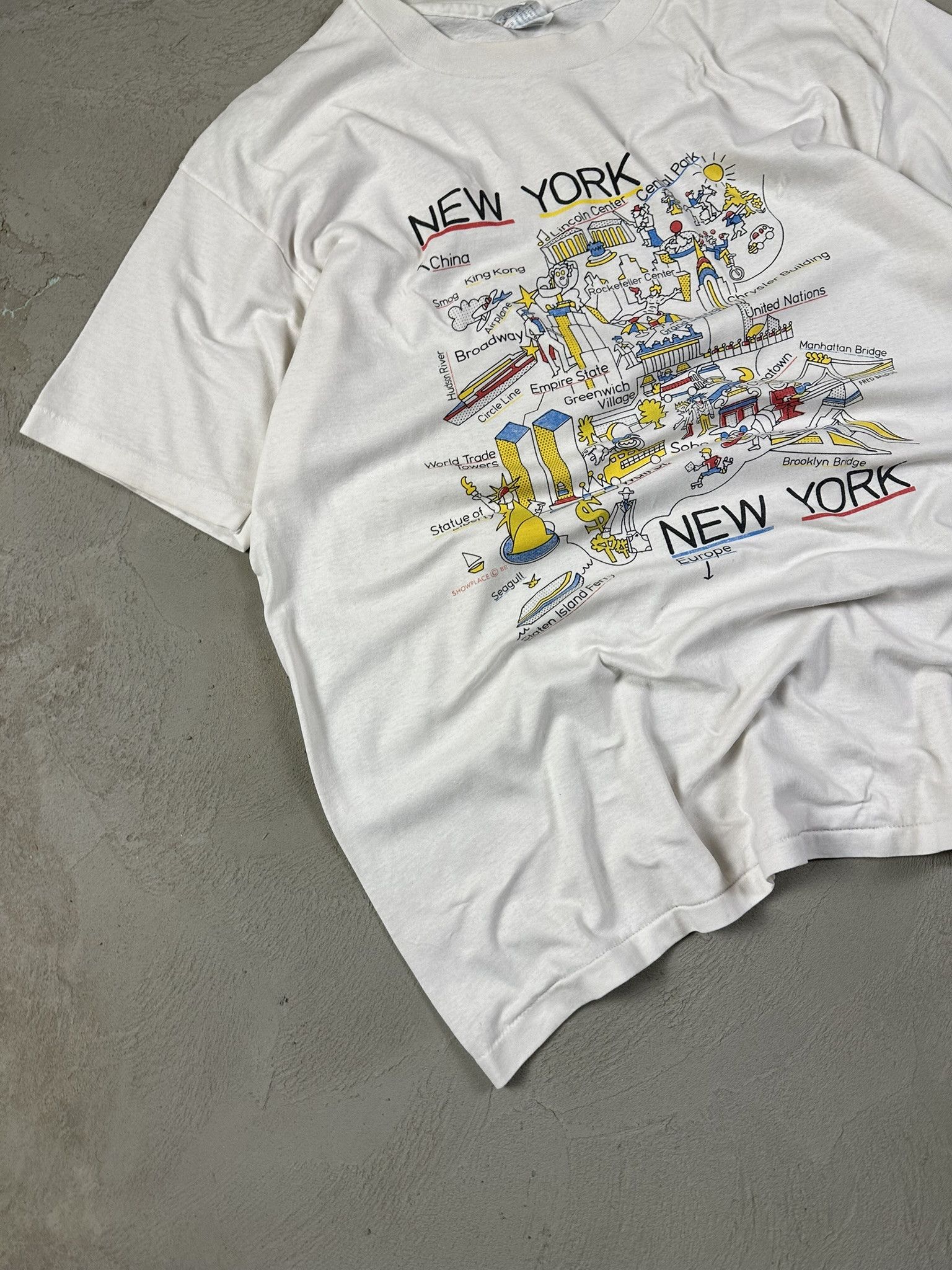 Hanes 80s Vintage New York City Map Graphic Singlestitch T-shirt Size US L / EU 52-54 / 3 - 5 Thumbnail
