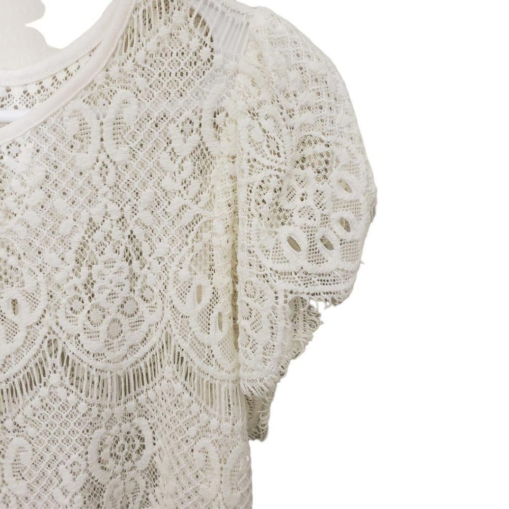 Worthington CT1455 Ladies Worthington Cream Lace Blouse M Size M / US 6-8 / IT 42-44 - 4 Thumbnail