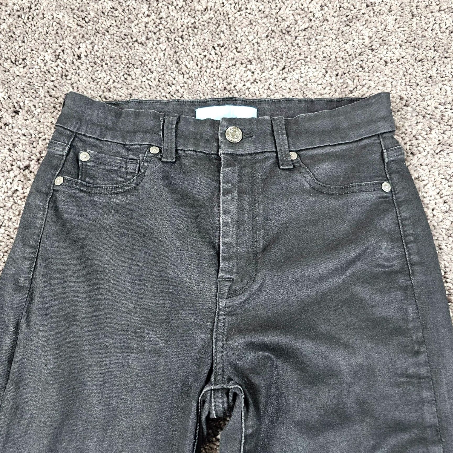 7 For All Mankind 7 For All Mankind Jeans Women Skinny Stretch Black Waxed Denim 26x26 Regular Size 26" / US 2 / IT 38 - 2 Thumbnail