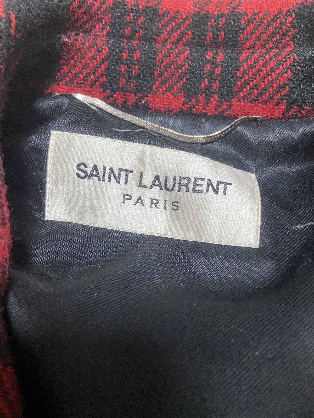 Hedi Slimane × Saint Laurent Paris 48 Saint Laurent Western suede trim flannel peacoat jacket Size US M / EU 48-50 / 2 - 5 Thumbnail