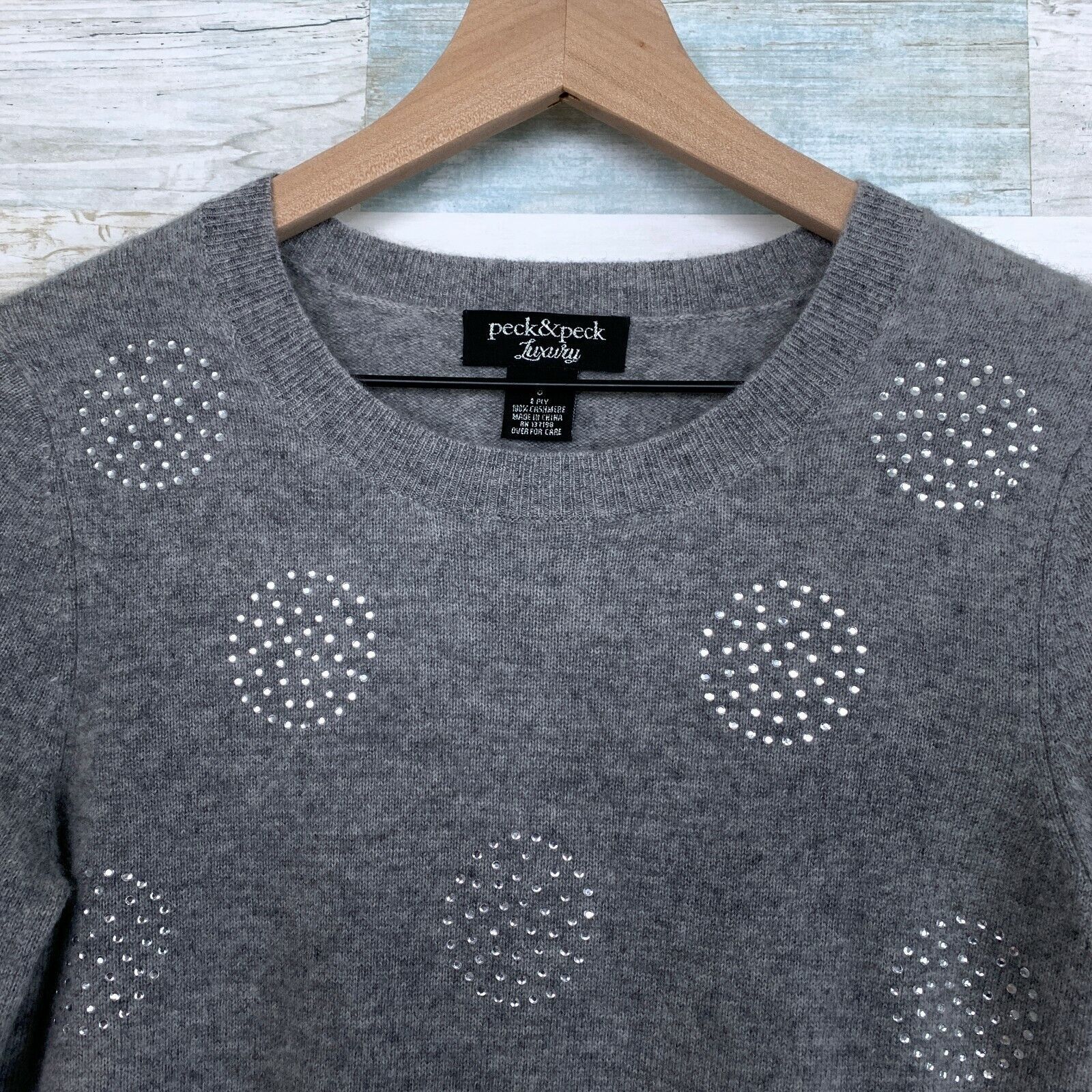 Other Peck & Peck Luxury Pure Cashmere Sweater Gray Sequin Small Size S / US 4 / IT 40 - 2 Thumbnail