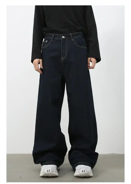 Japanese Brand × Jean Dark blue wide-leg casual American loose versatile jeans men Size US 34 / EU 50 - 3 Thumbnail