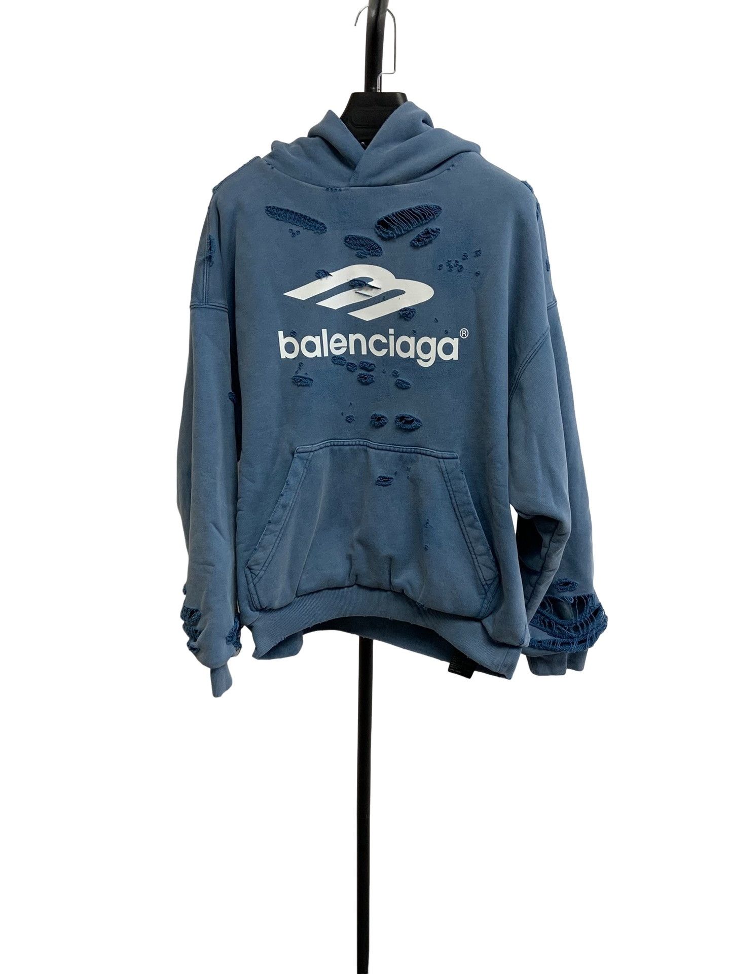 Balenciaga Balenciaga Destroyed Logo Hoodie XS Size US XS / EU 42 / 0 - 1 Thumbnail