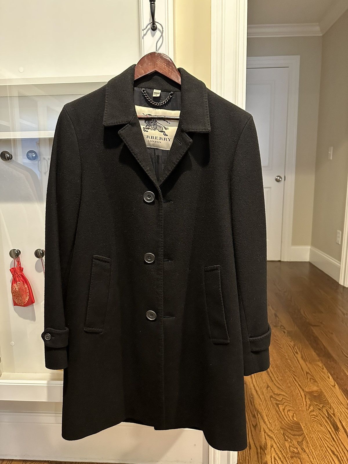 Image of Burberry London Black Wool Coat, Men's (Size Small)