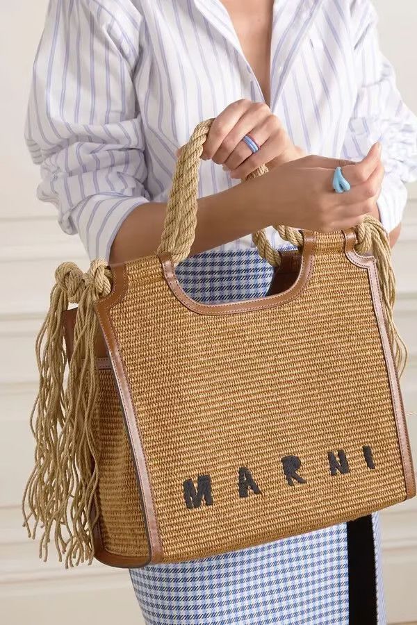 Marni oc11z0525 Size: OS/ Raffia Tote Bag in Brown Size ONE SIZE - 2 Thumbnail