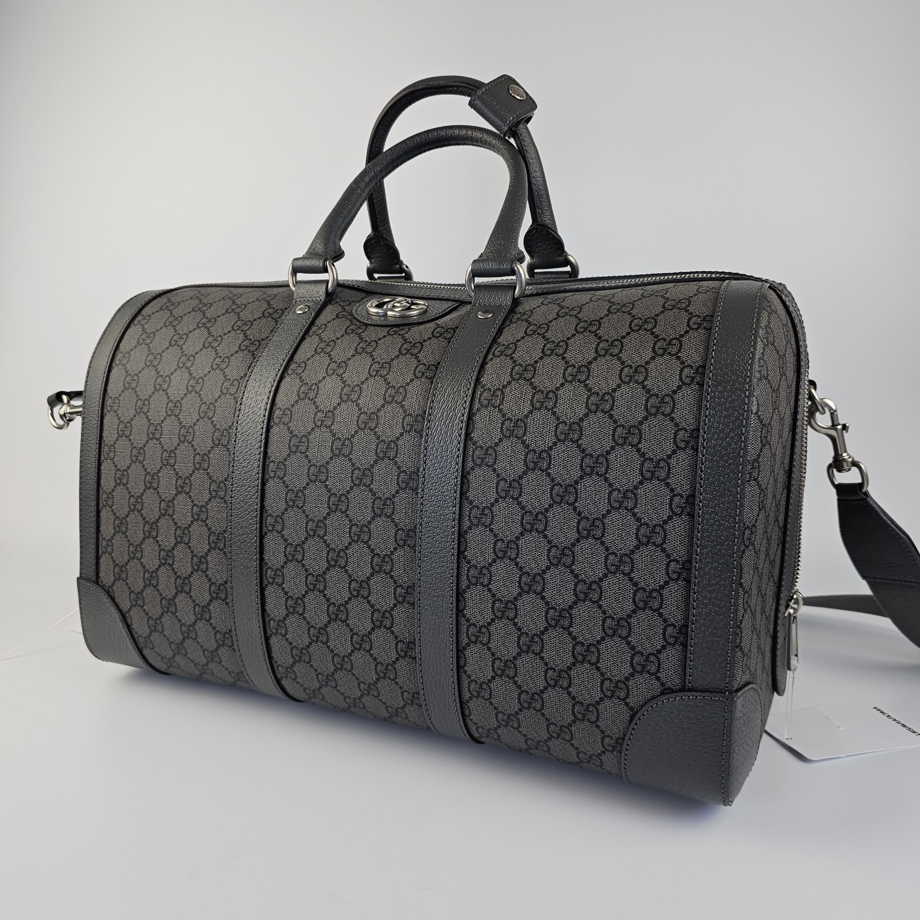 Gucci Gucci Ophidia Medium $2750 Grey/Black Duffle Bag New Size ONE SIZE - 6 Thumbnail