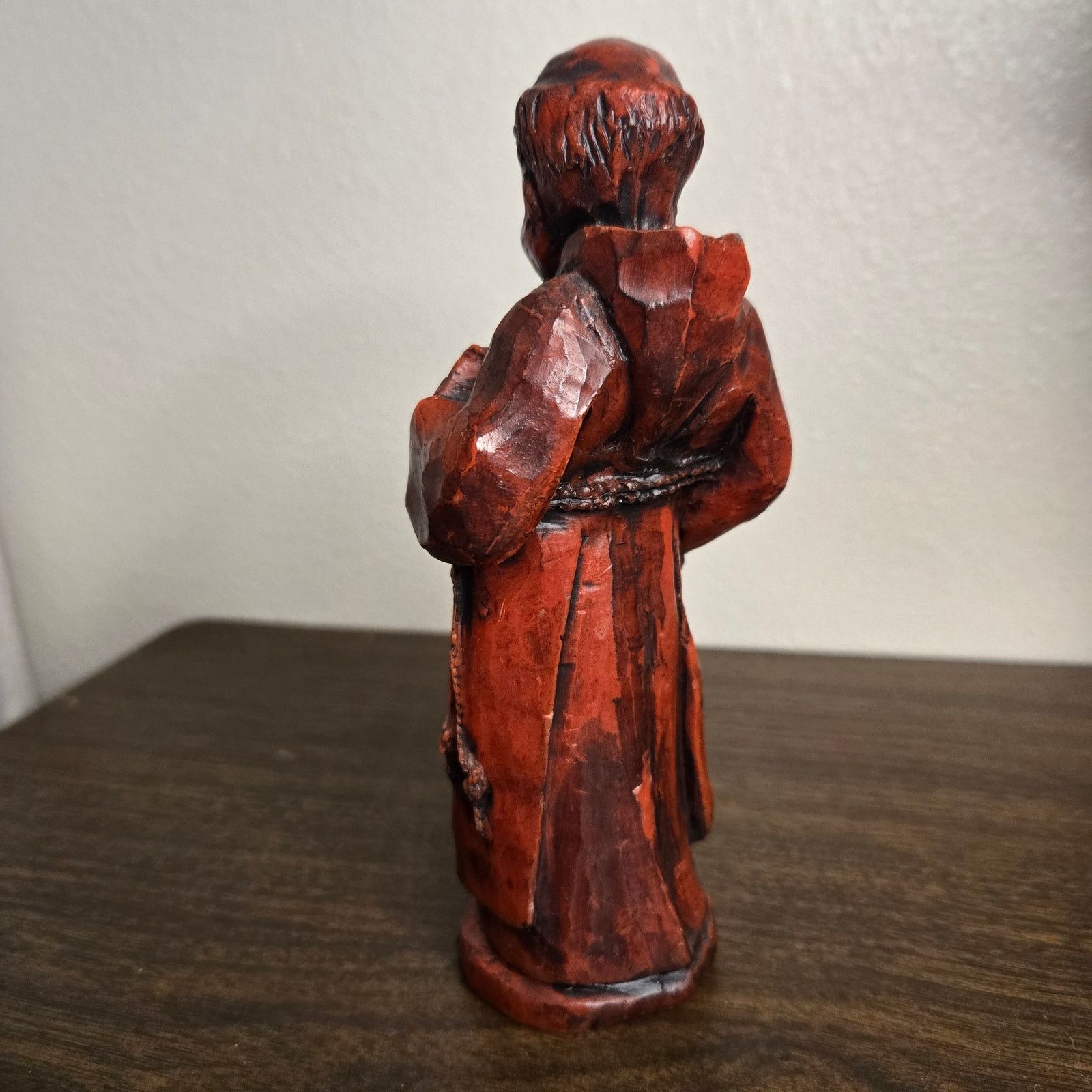 Vintage Vintage Hand-Carved Monk Folk Art Figurine - Red Patinated Size ONE SIZE - 11 Thumbnail