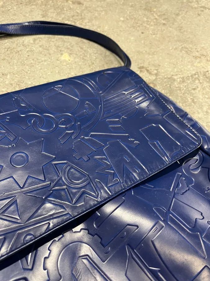 Prada × Vintage Prada Pictogram Blue Leather Handle Bag Size ONE SIZE - 8 Thumbnail