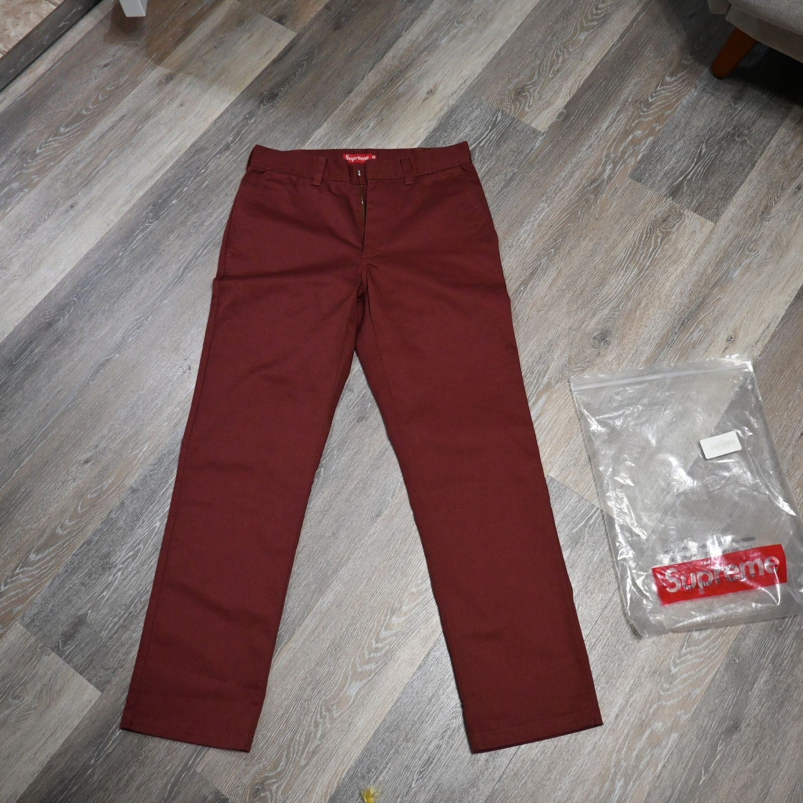 Supreme Supreme Work Pants Burgundy Red Size 30 Straight Leg Cotton Size US 30 / EU 46 - 1 Thumbnail
