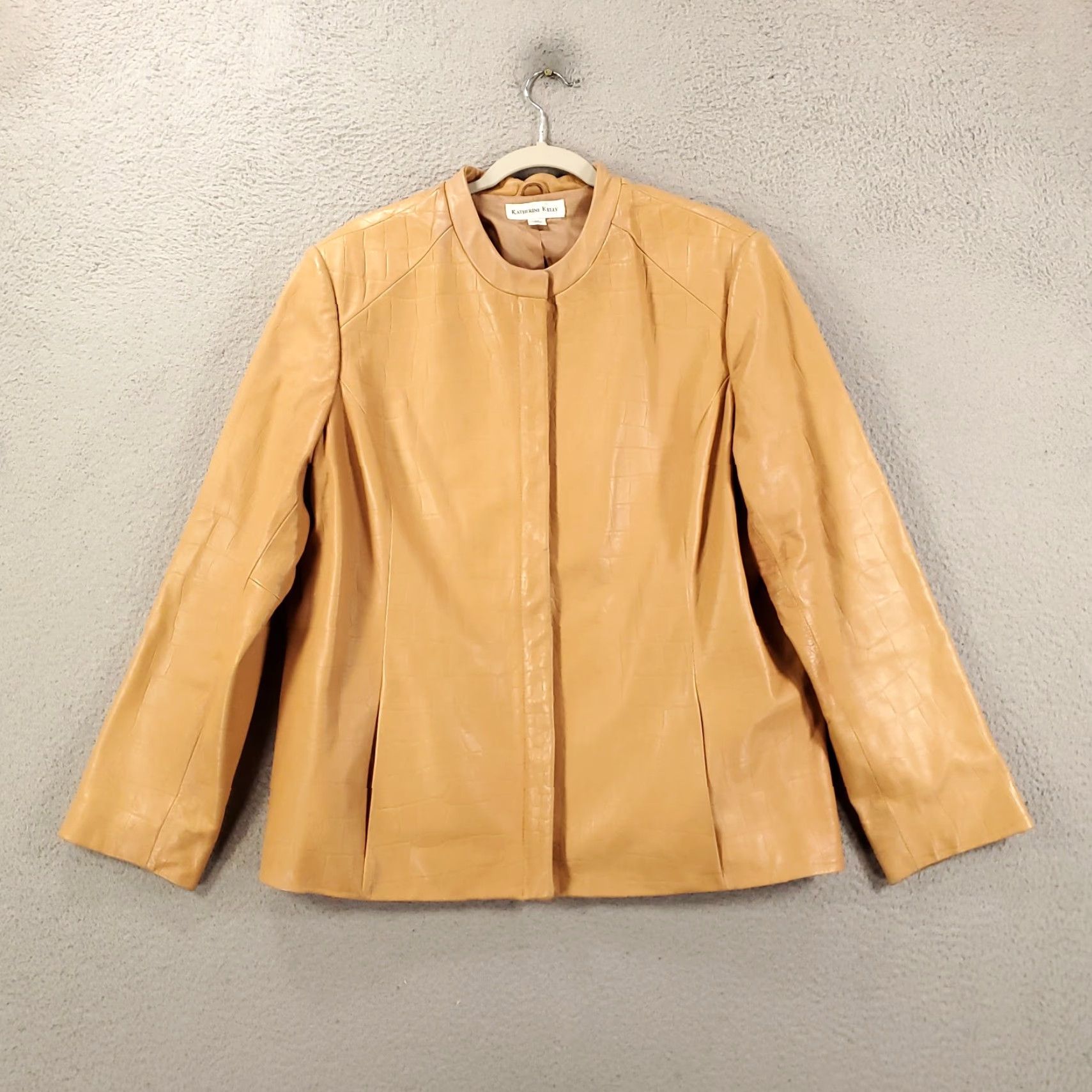 Skin VINTAGE Katherine Kelly Leather Jacket Womens XL Tan Beige Full Zip Lined Jacket Size XL / US 12-14 / IT 48-50 - 6 Thumbnail