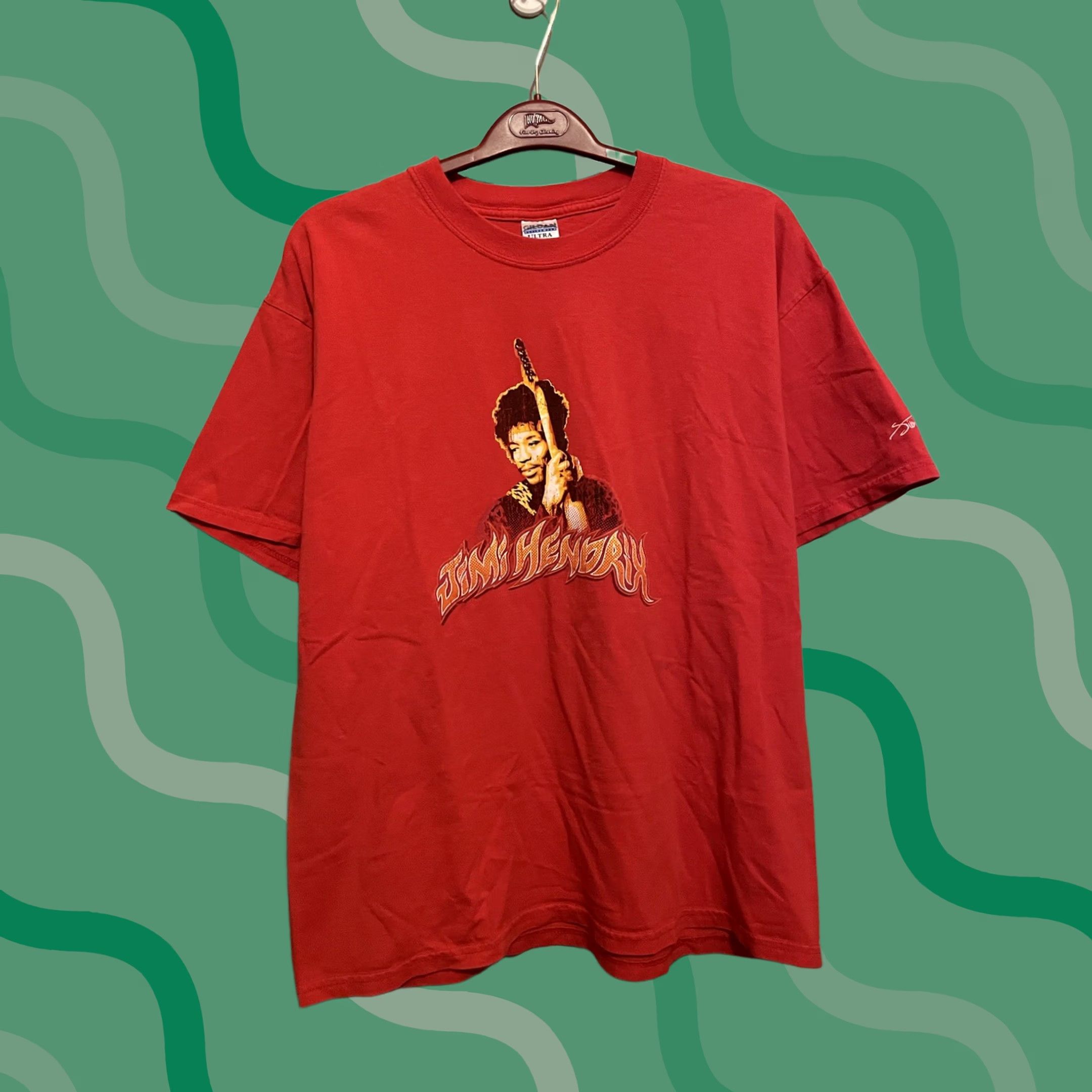 Gildan Vintage Jimi Hendrix Red Shirt Size XL Gildan Tag Graphic Rock (E296) Size US XL / EU 56 / 4 - 1 Thumbnail
