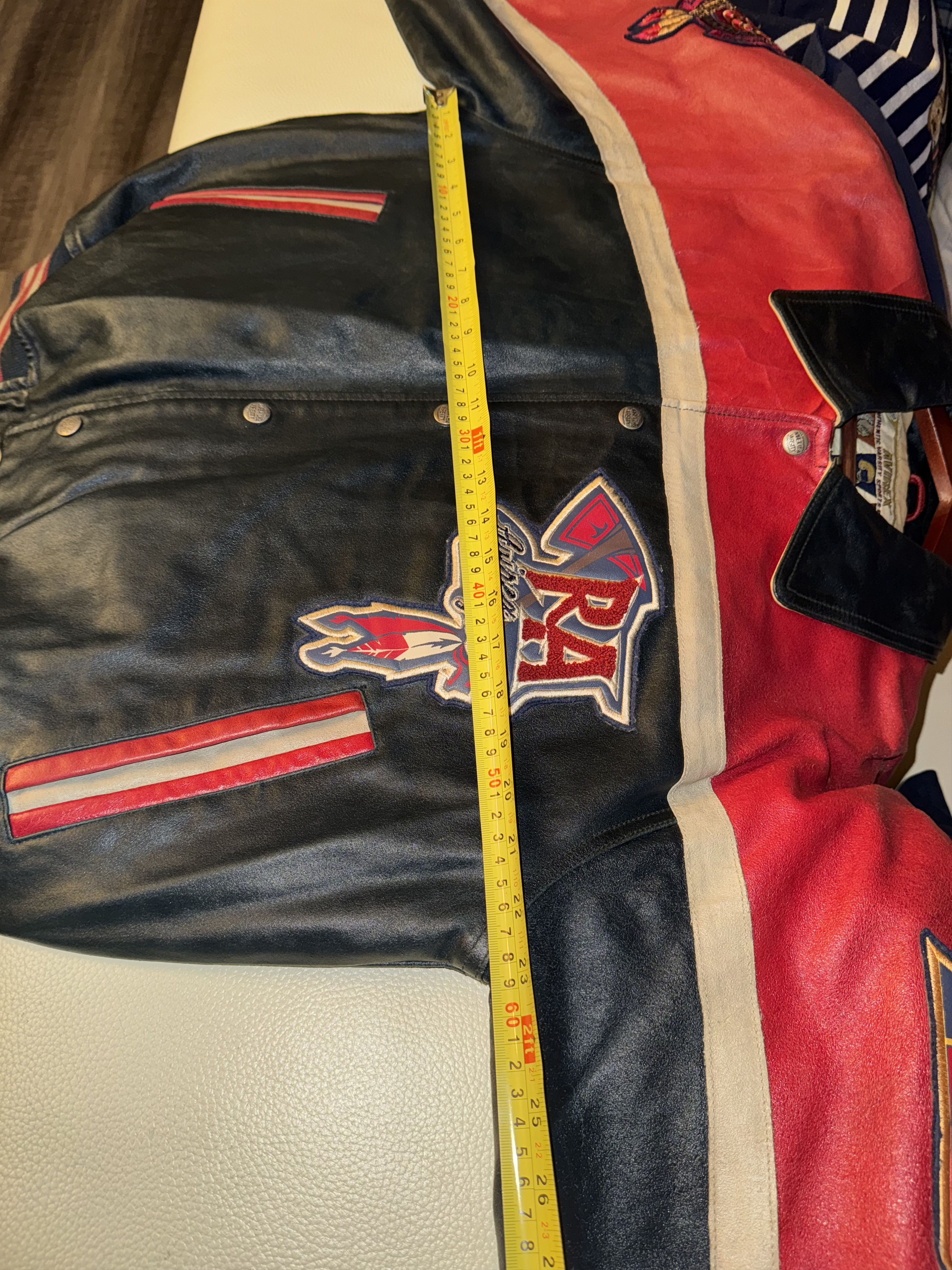 Avirex AVIREX RED AXES LEATHER VARSITY JACKET SZ MEDIUM Size US M / EU 48-50 / 2 - 13 Thumbnail