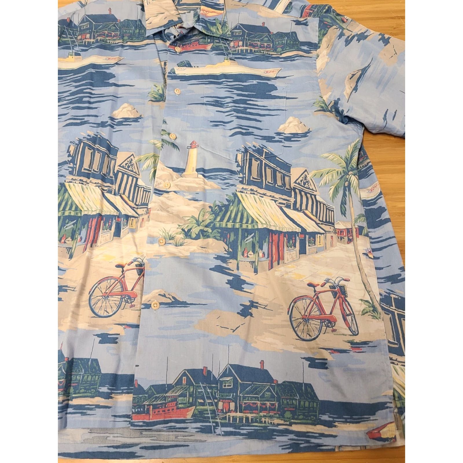 Nautica Nautica Mens Hawaiian Shirt Light Blue Multi Beach Lighthouse Size Large Size US L / EU 52-54 / 3 - 2 Thumbnail