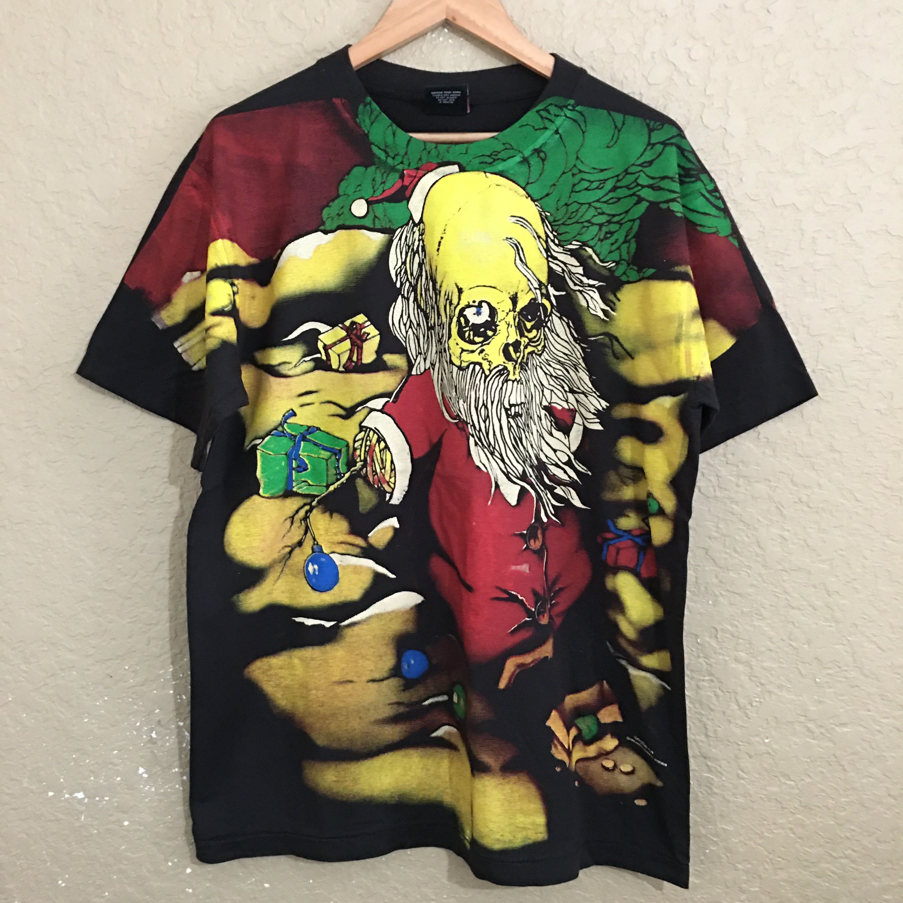 Band Tees × Metallica × Streetwear Metallica Pushead Sanda Kuwait AOP T ...