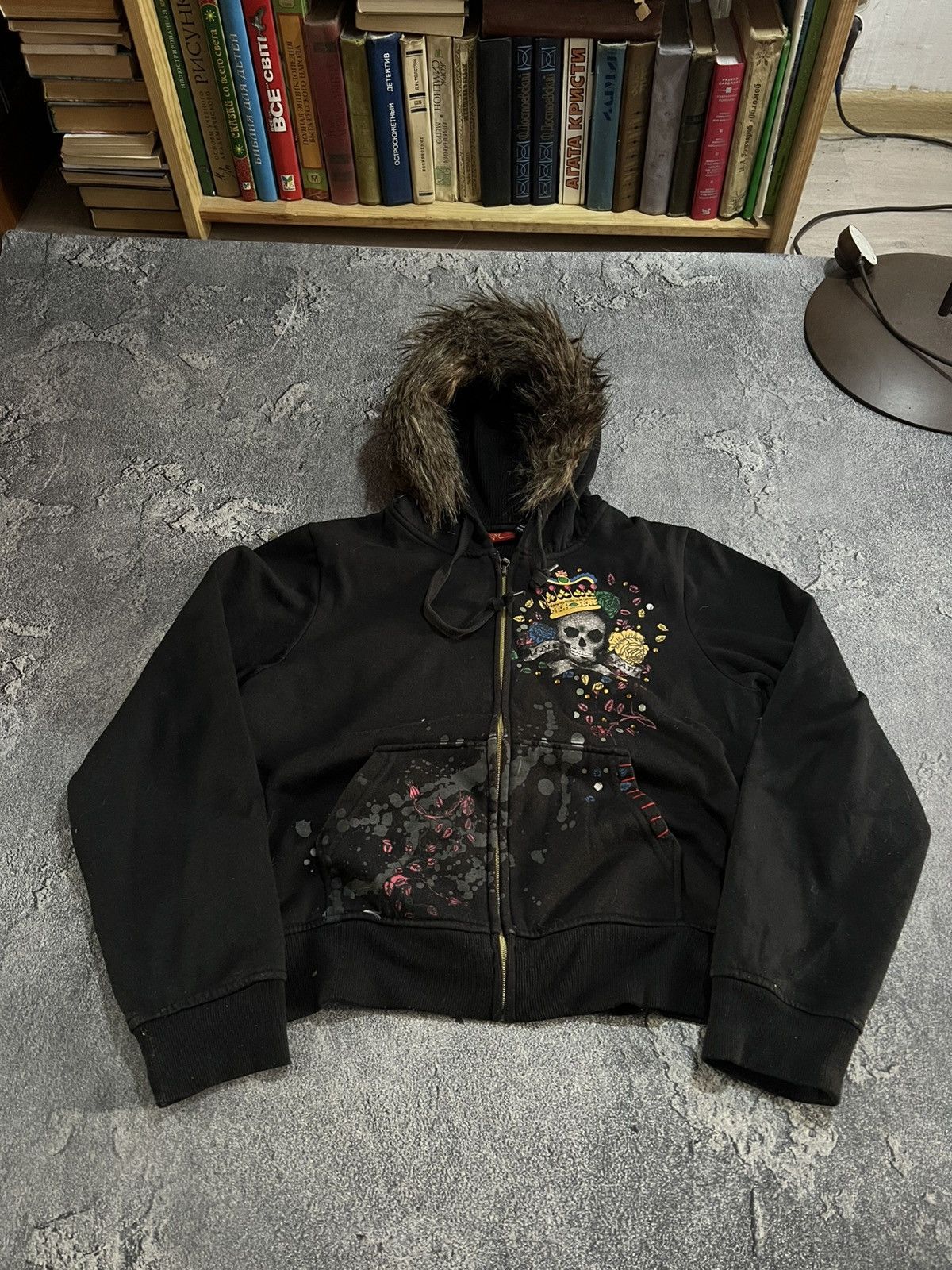 Vintage Y2K Glamour Zip Hoodie Balenciaga Style / Avant Garde Faded Size US M / EU 48-50 / 2 - 1 Thumbnail