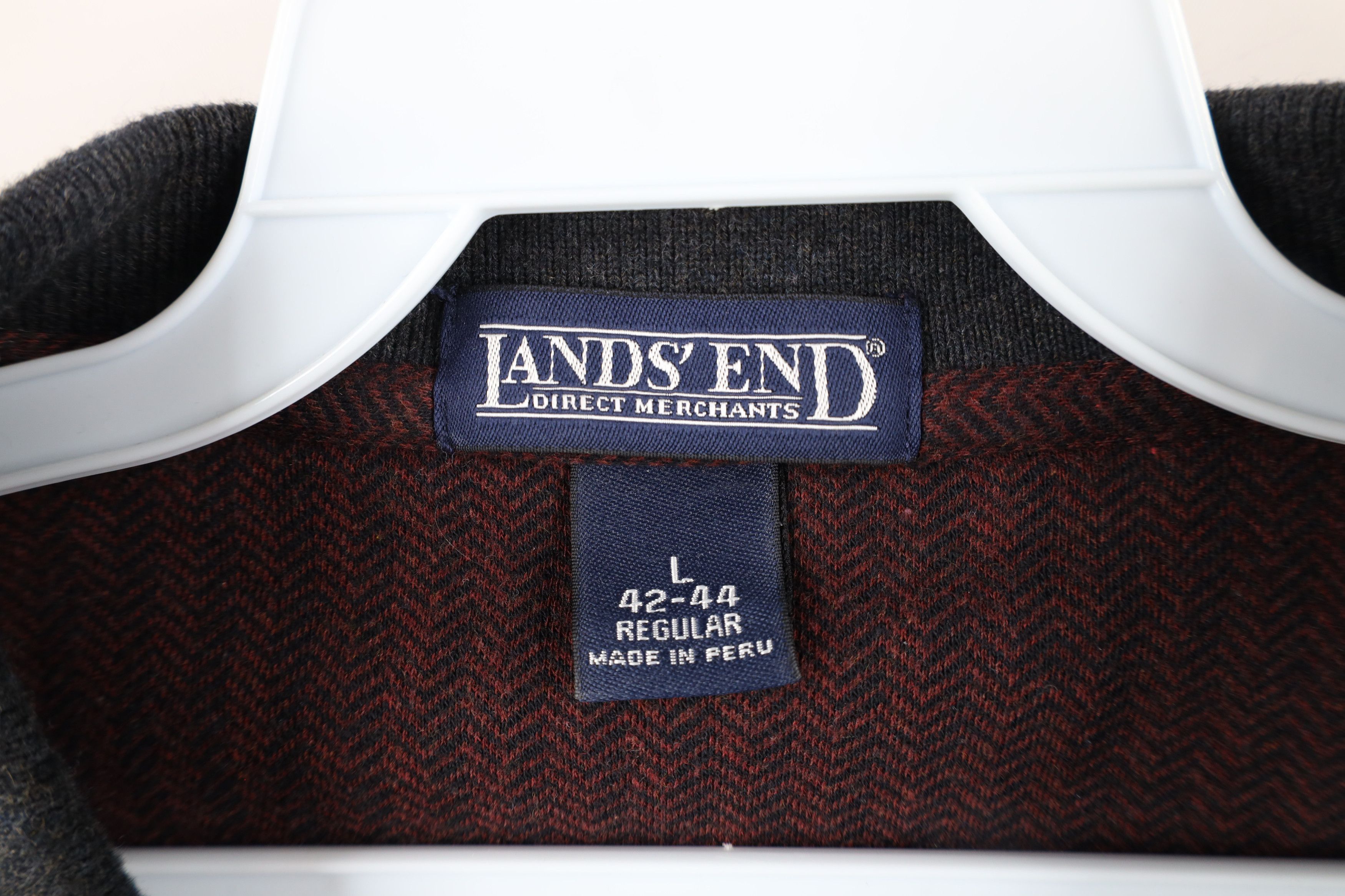 Lands' End × Vintage Vintage 90s Lands End Herringbone Long Sleeve Rugby Shirt Size US L / EU 52-54 / 3 - 4 Thumbnail