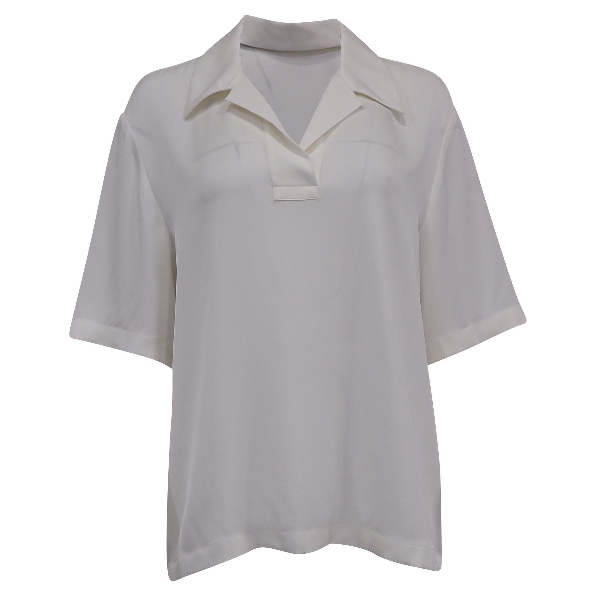 Theory Theory Oversized Polo Shirt in White Silk Size S / US 4 / IT 40 - 1 Thumbnail