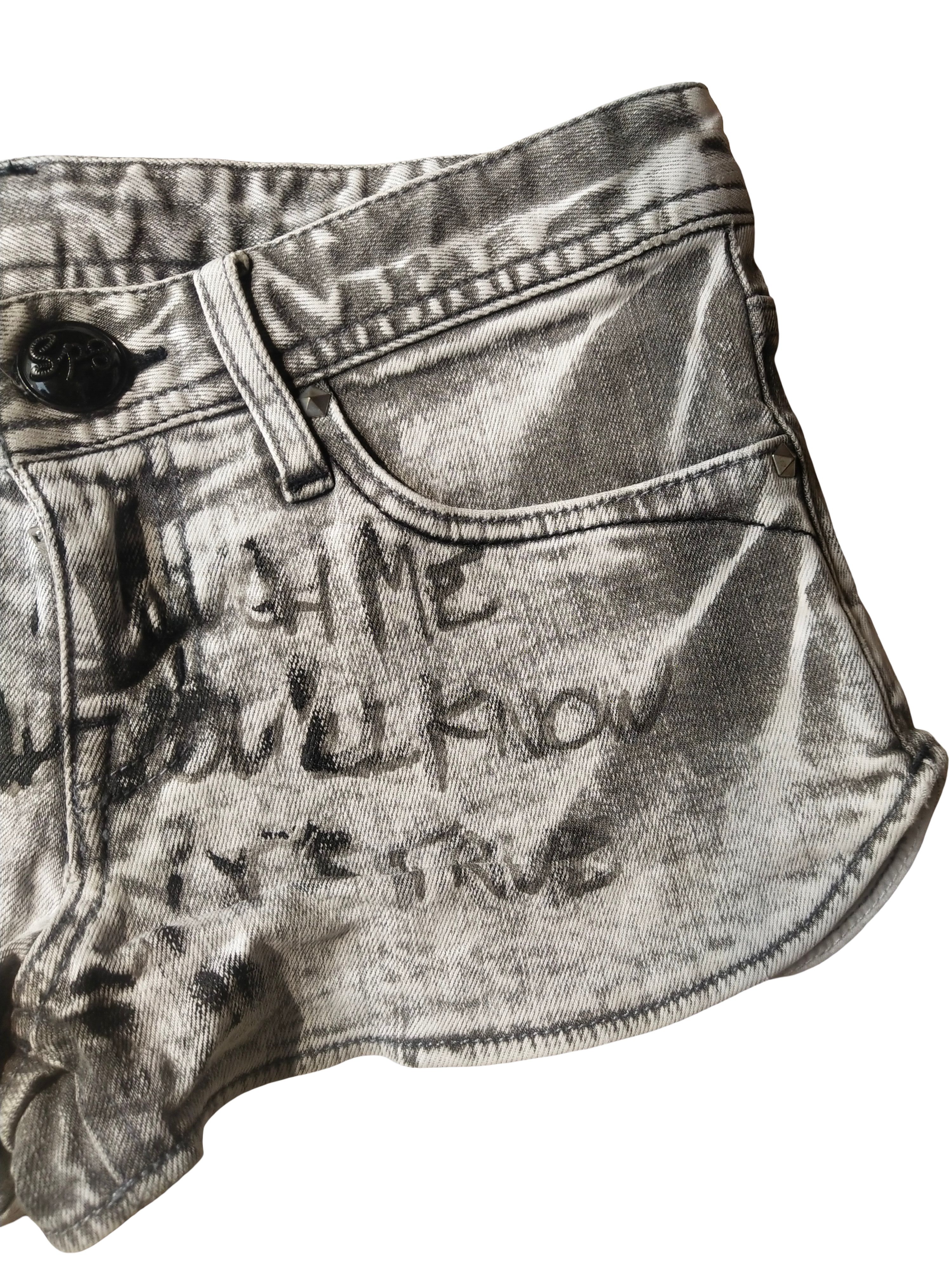 Hysteric Glamour 2000s Spiral Girl Acid Wash Graffiti Grunge Denim Shorts Y2K Size 29" - 3 Thumbnail