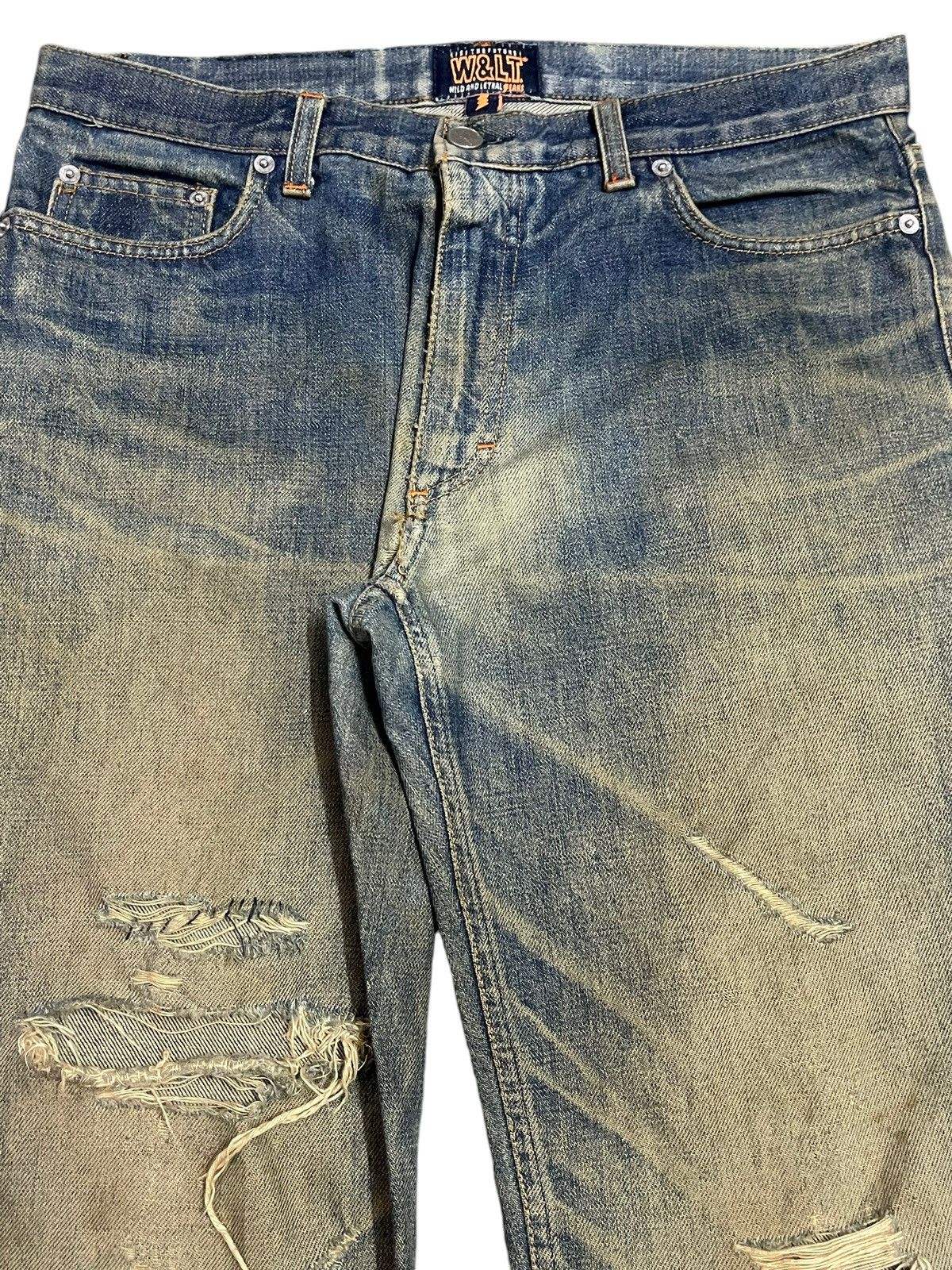 W&LT Vintage W&LT Kiss The Future Mud Wash Distress Bootcut Jeans Size US 32 / EU 48 - 4 Thumbnail