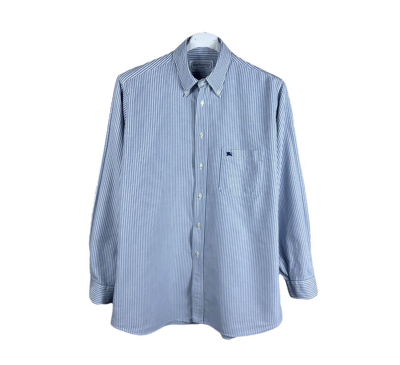 Burberry Vintage 90s Burberrys striped casual pocket logo shirt retro Size US L / EU 52-54 / 3 - 1 Thumbnail