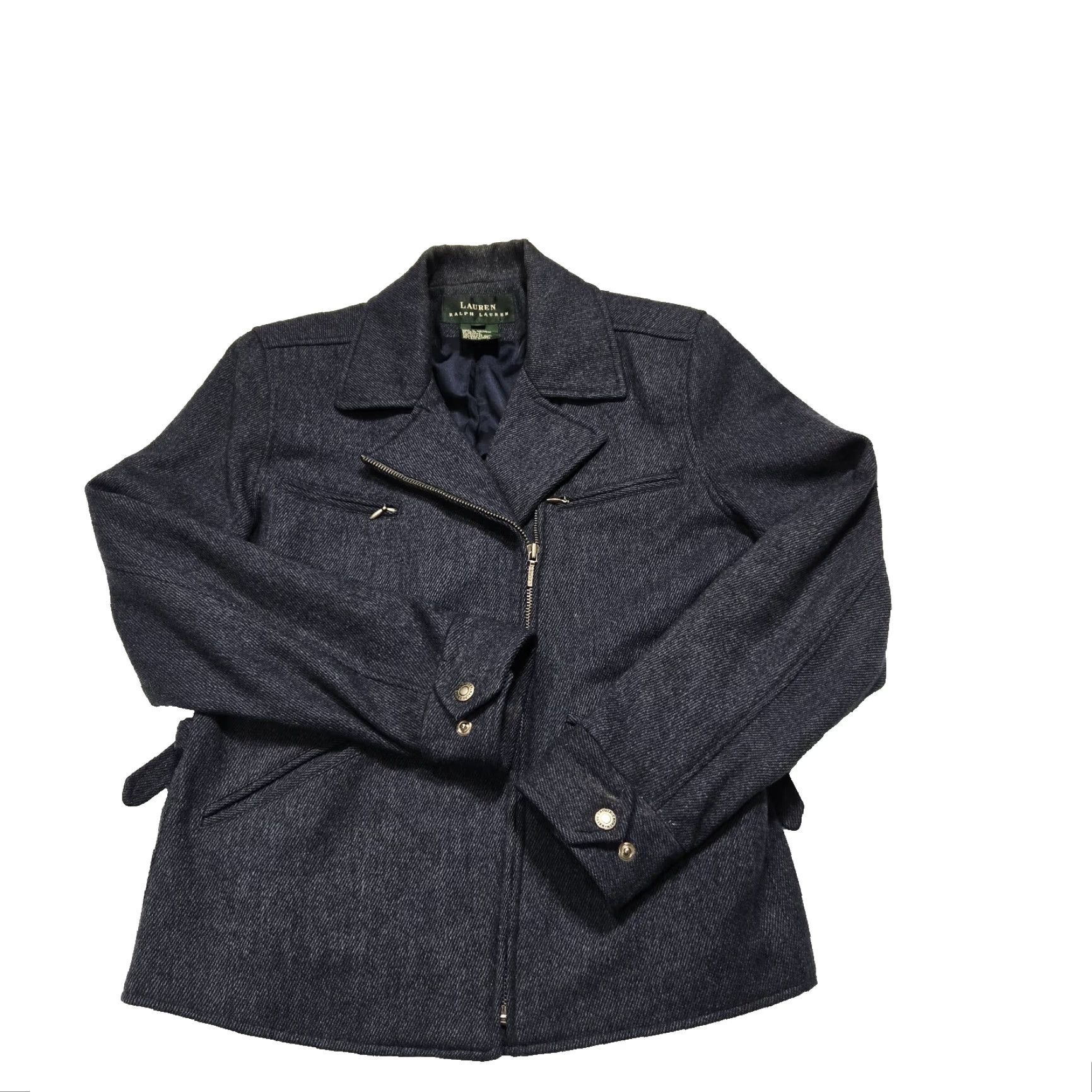 Ralph Lauren Lauren Ralph Lauren Moto Jacket Womens Size 6 Blue Asymmetrical Zip Lined Size M / US 6-8 / IT 42-44 - 2 Thumbnail