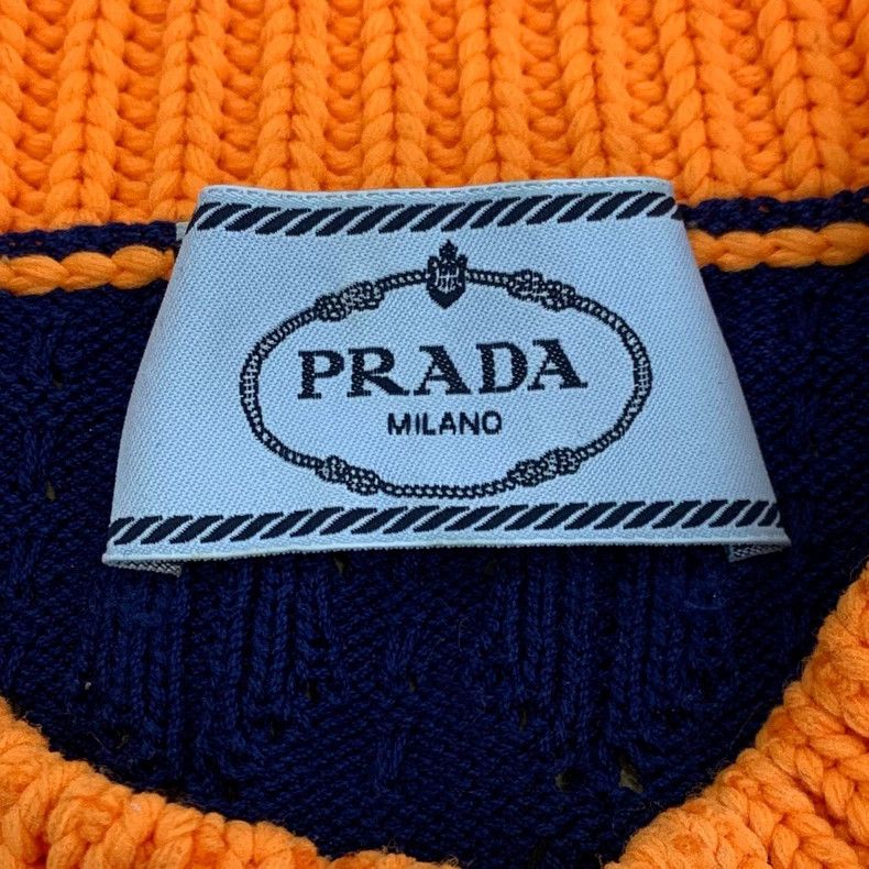 Prada Prada Logo letter inlaid round neck color block cotton kni Size US XXS / EU 40 - 5 Thumbnail