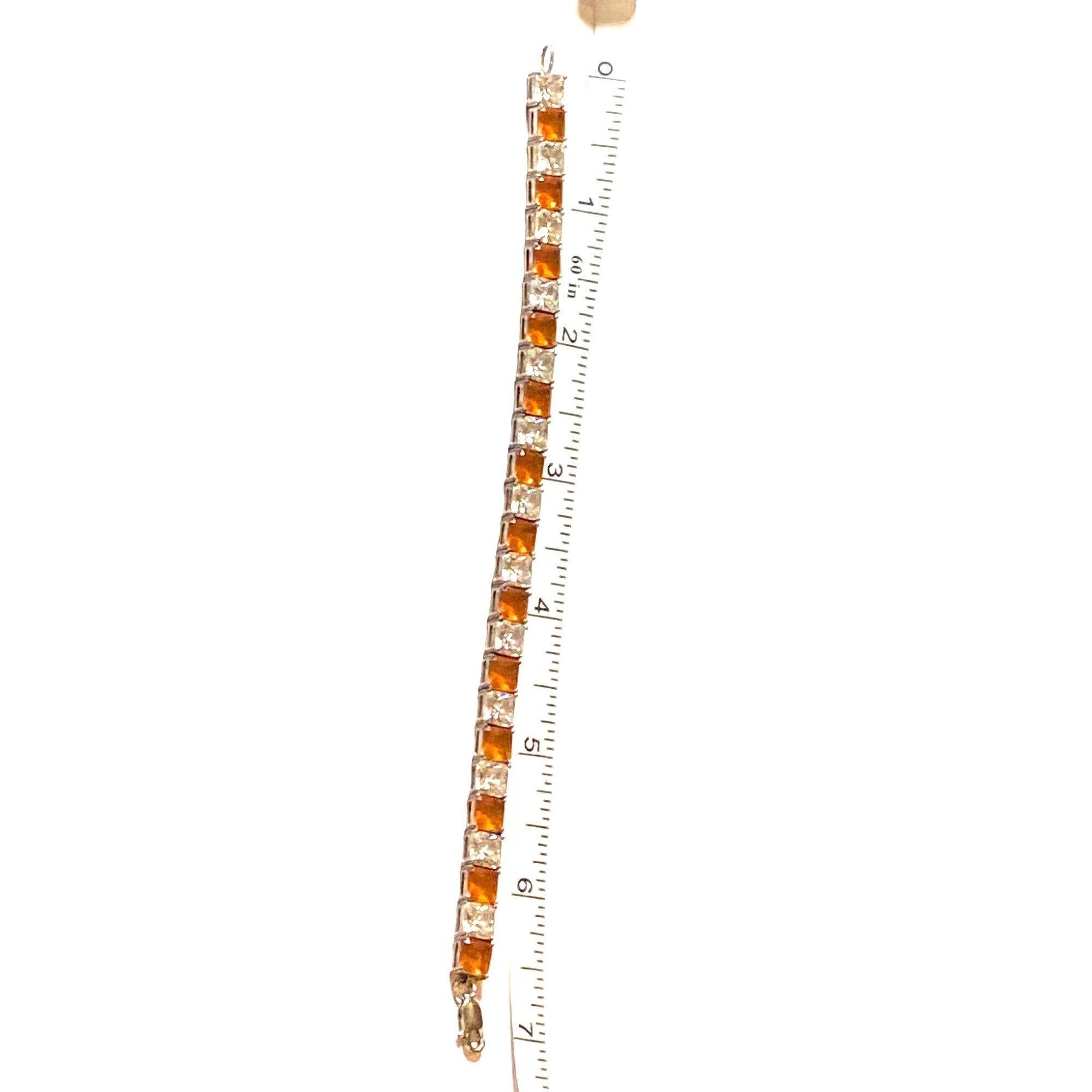 Other Citrine & White Topaz Sterling Silver Tennis Bracelet 7.5 In Size ONE SIZE - 1 Thumbnail