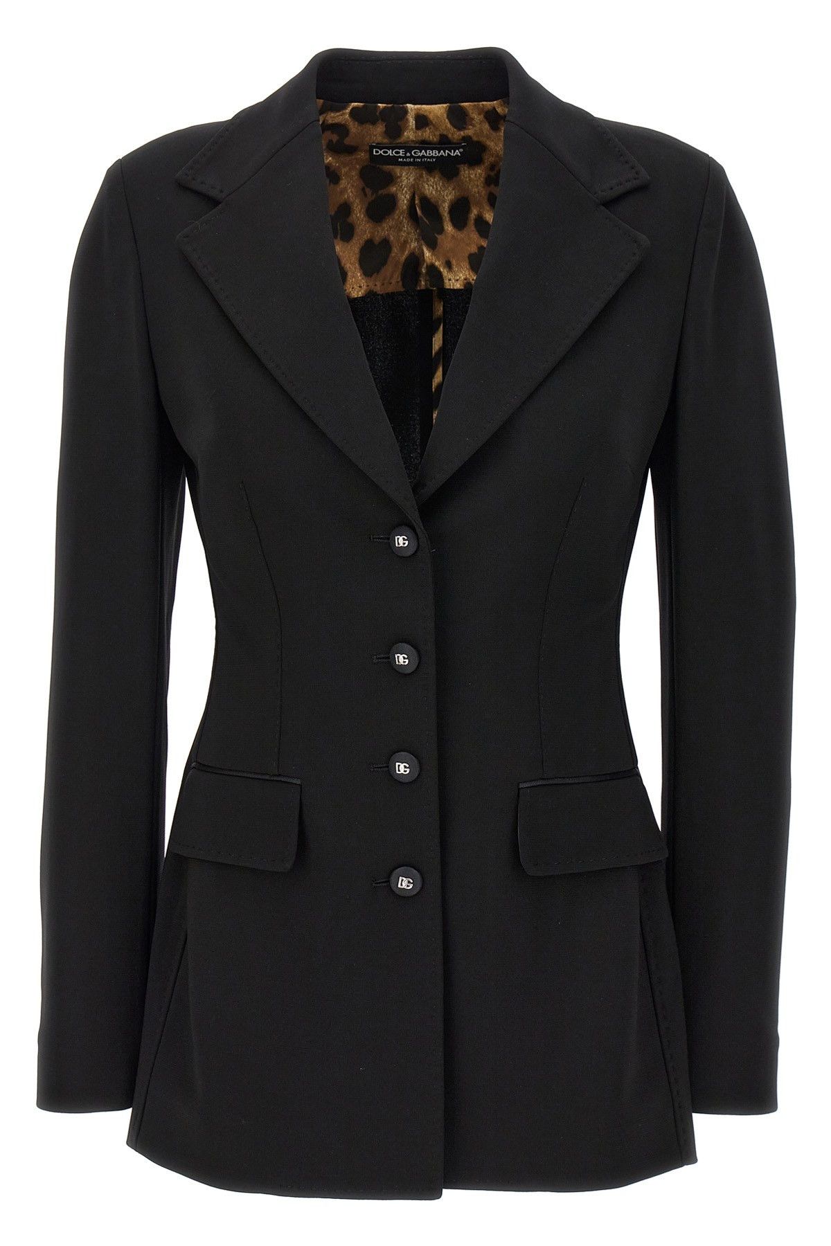 image of Dolce Gabbana Single-Breasted Turlington Blazer in Black, Women's (Size Medium)