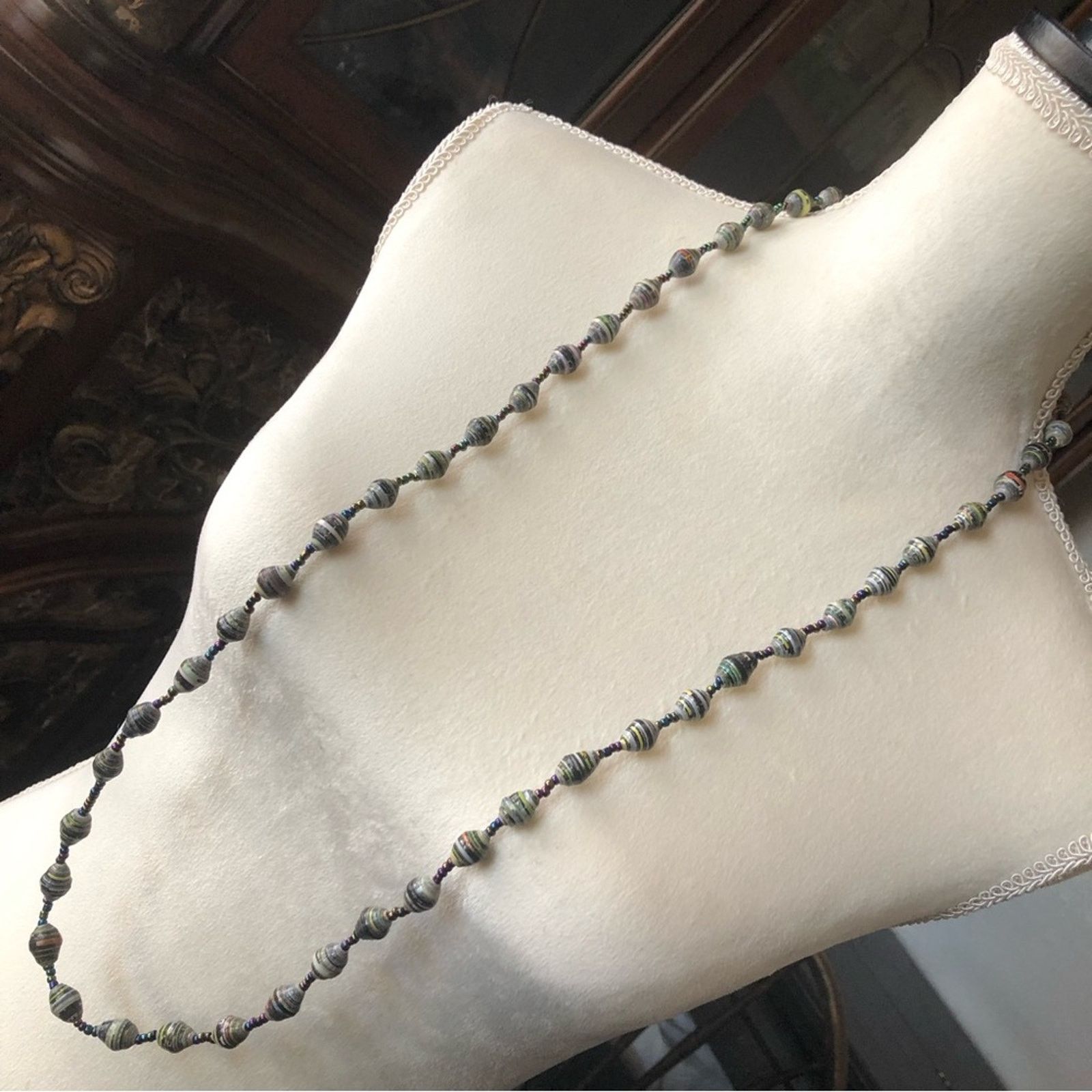 Handmade Handmade paper bead long length necklace Size ONE SIZE - 1 Thumbnail