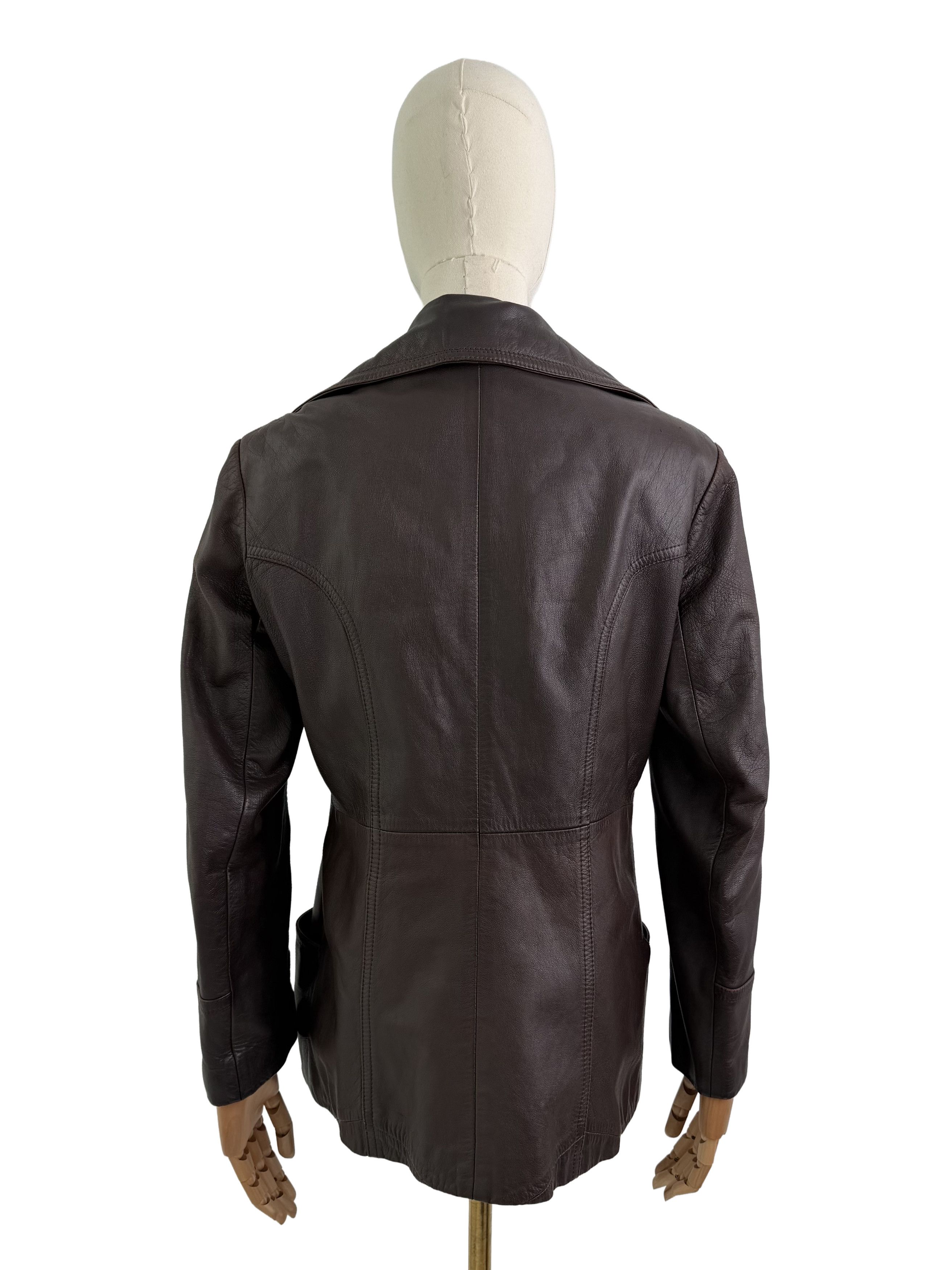Vintage Vintage Genuine Leather Jacket Button Front Tailored Classic Size L / US 10 / IT 46 - 4 Thumbnail