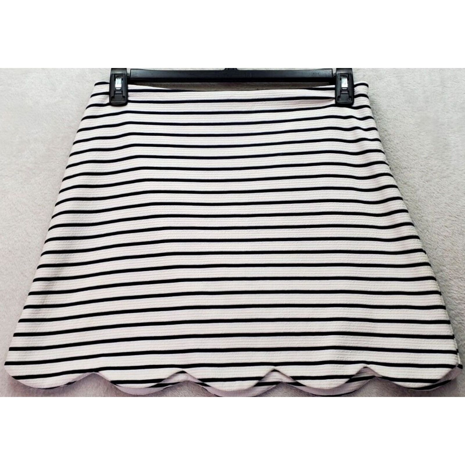 AQUA Aqua Skirt Womens XL Navy Striped Seersucker Lined Side Zipper A-Line Short Modern Size 40" / US 18 - 2 Thumbnail