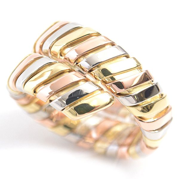 Bvlgari Bvlgari Bvlgari Tubogas Tri-Color Gold Ring 14 Unisex Metal Ring 71065 in Great Condition Size ONE SIZE - 1 Thumbnail