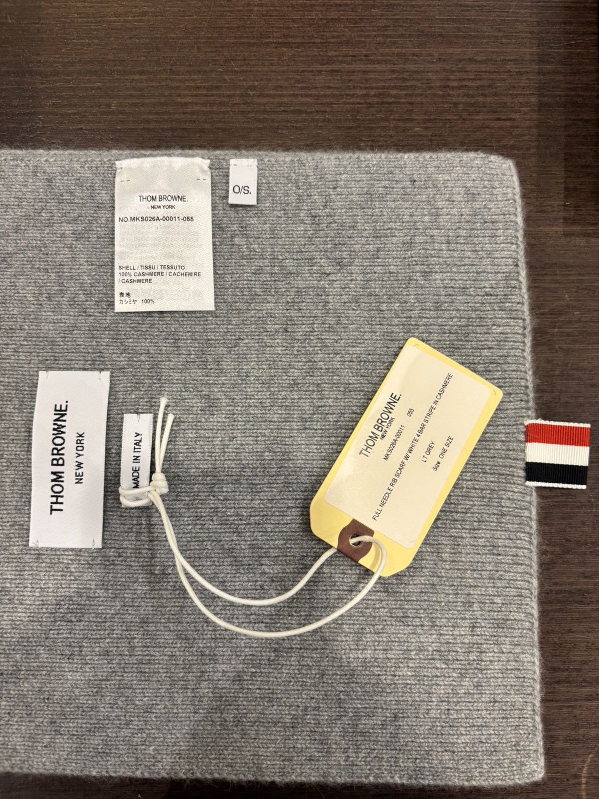 Thom Browne Thom Browne Grey Full Cashmere Scarf Size ONE SIZE - 3 Thumbnail