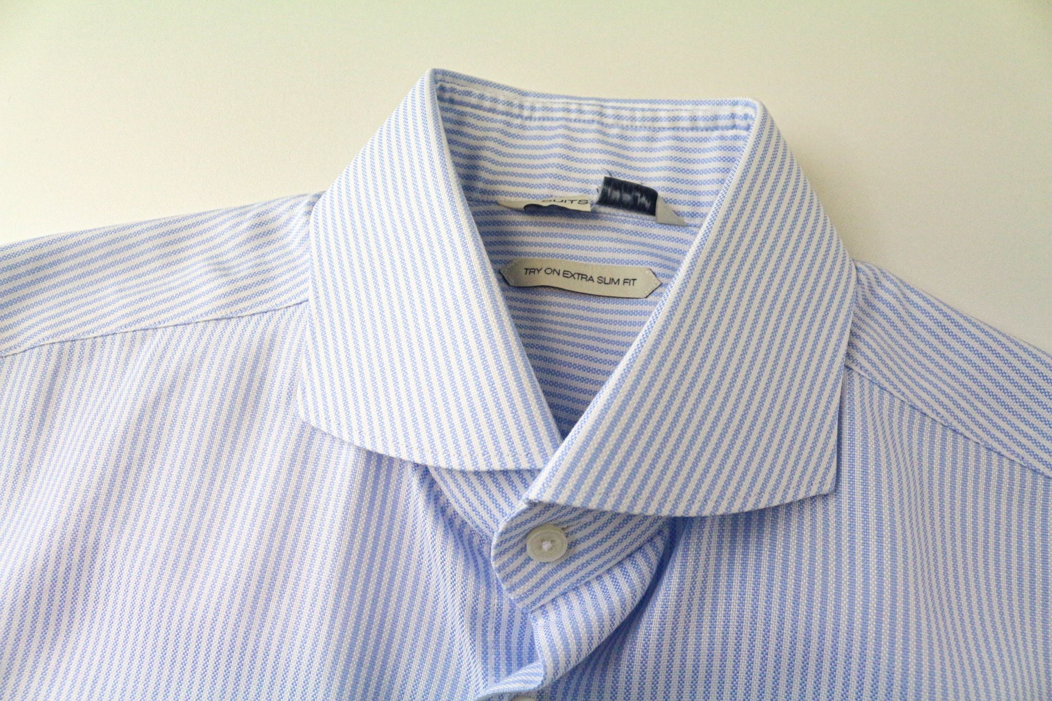 Suitsupply 39L/15 1/2L Extra Slim Blue Cotton Striped Shirt 76557 Size 40L - 3 Thumbnail