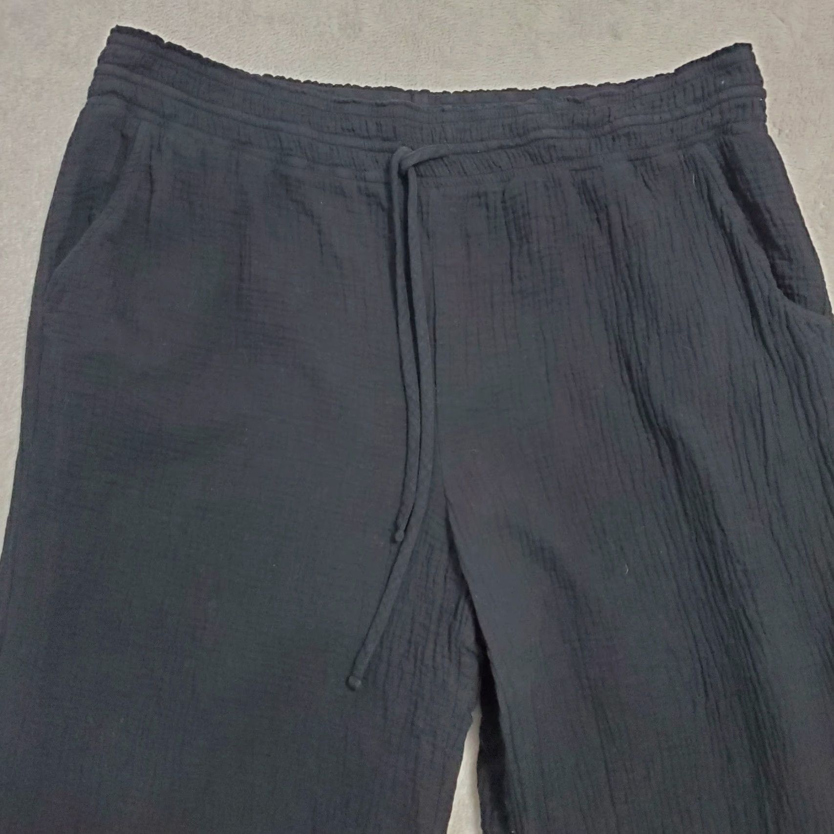 Vintage VINTAGE Tribal Jeans Gauze Pants Women XL Black Crinkle Cotton Crop Wide Leg Lagenlook Size 40" / US 18 - 4 Thumbnail